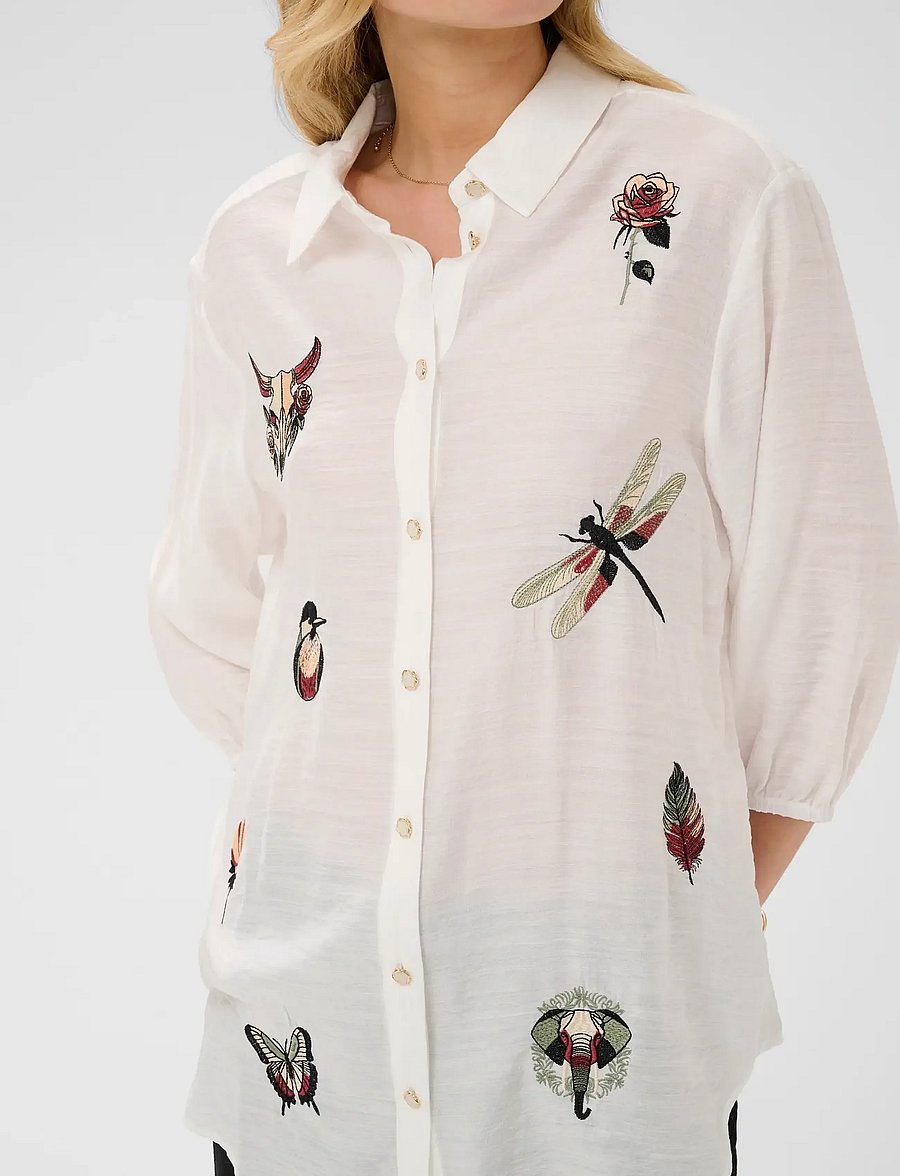 Cream - CRNoris Shirt - long-sleeved shirts - snow white - 5