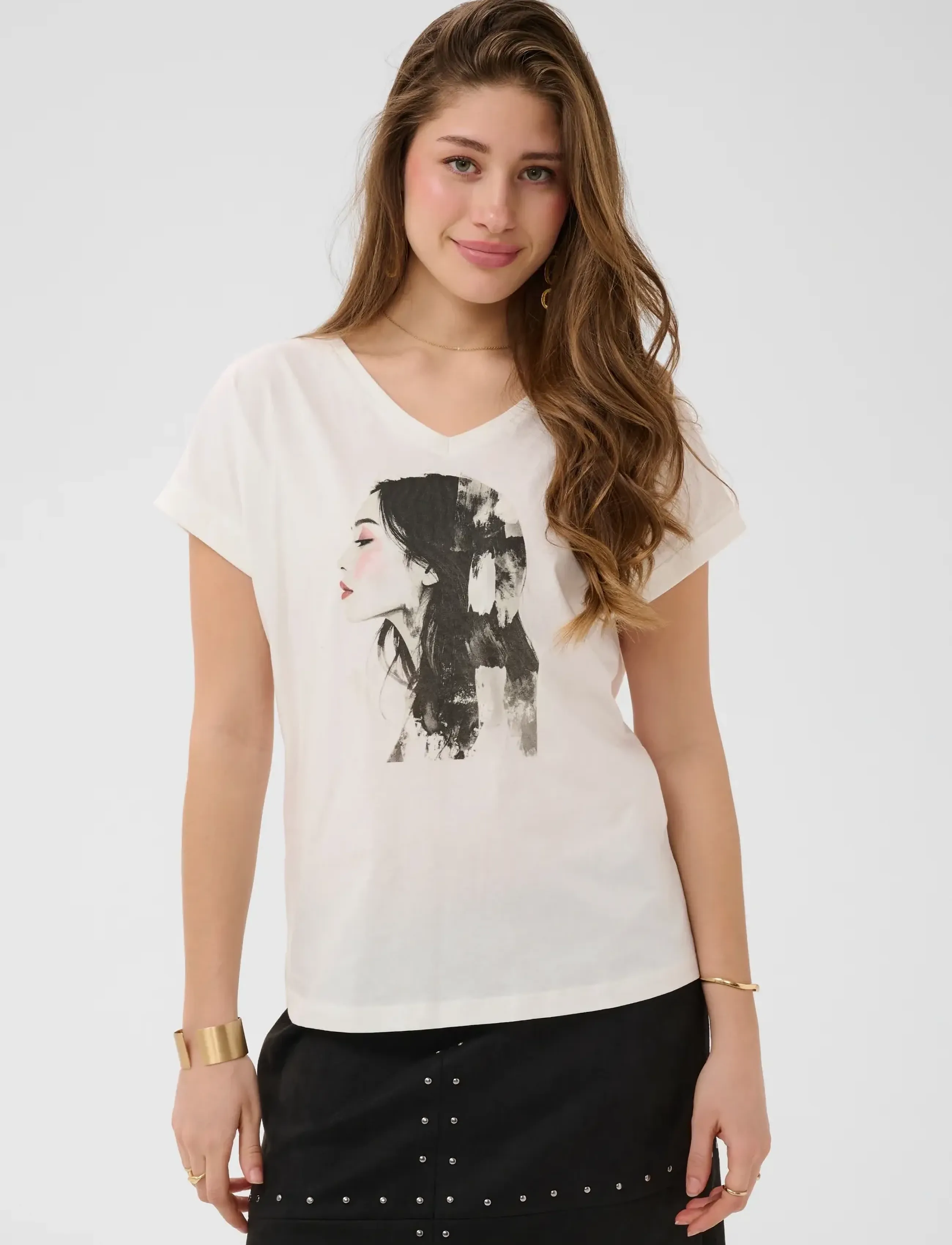 Cream Crying T-Shirt, XS, Cream, T-Shirts & Toppe > Kortærmede, Dame