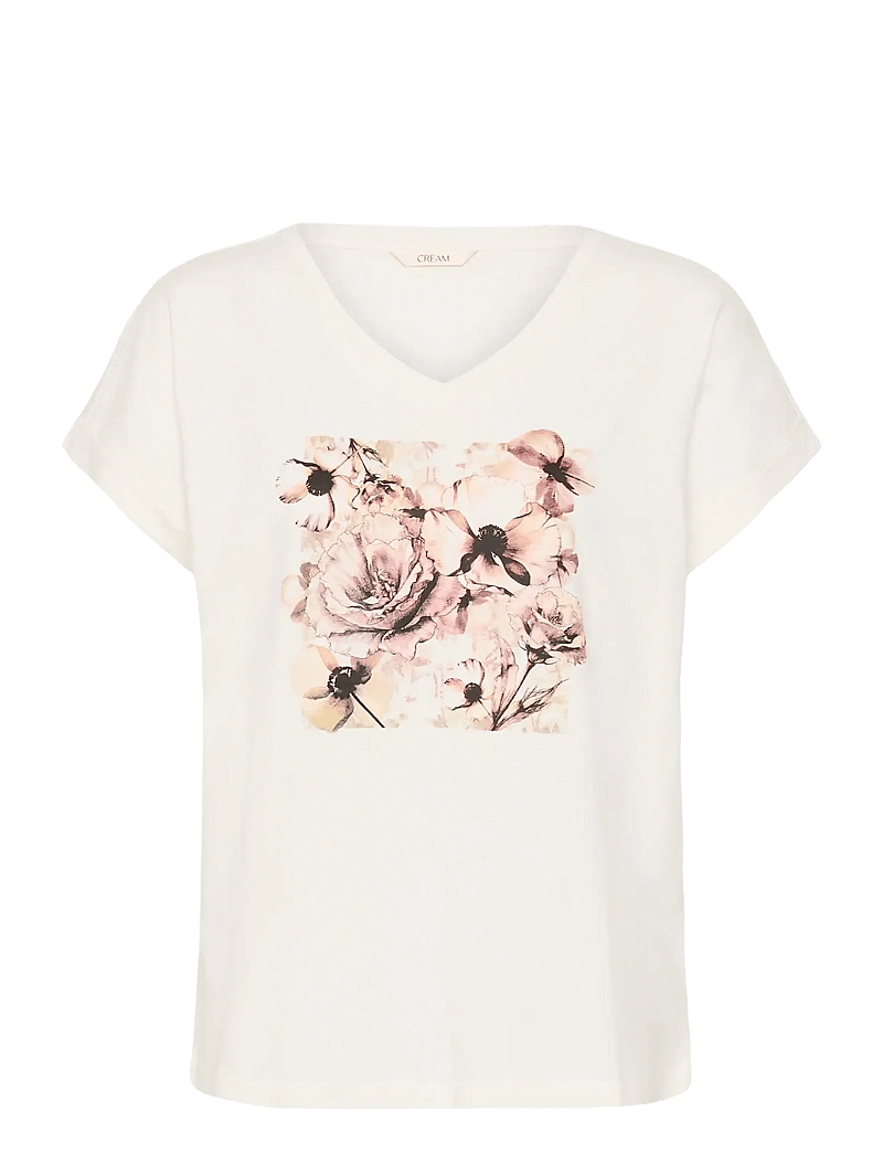 Cream - CRYing T-Shirt - t-shirts - beige flower collage - 1