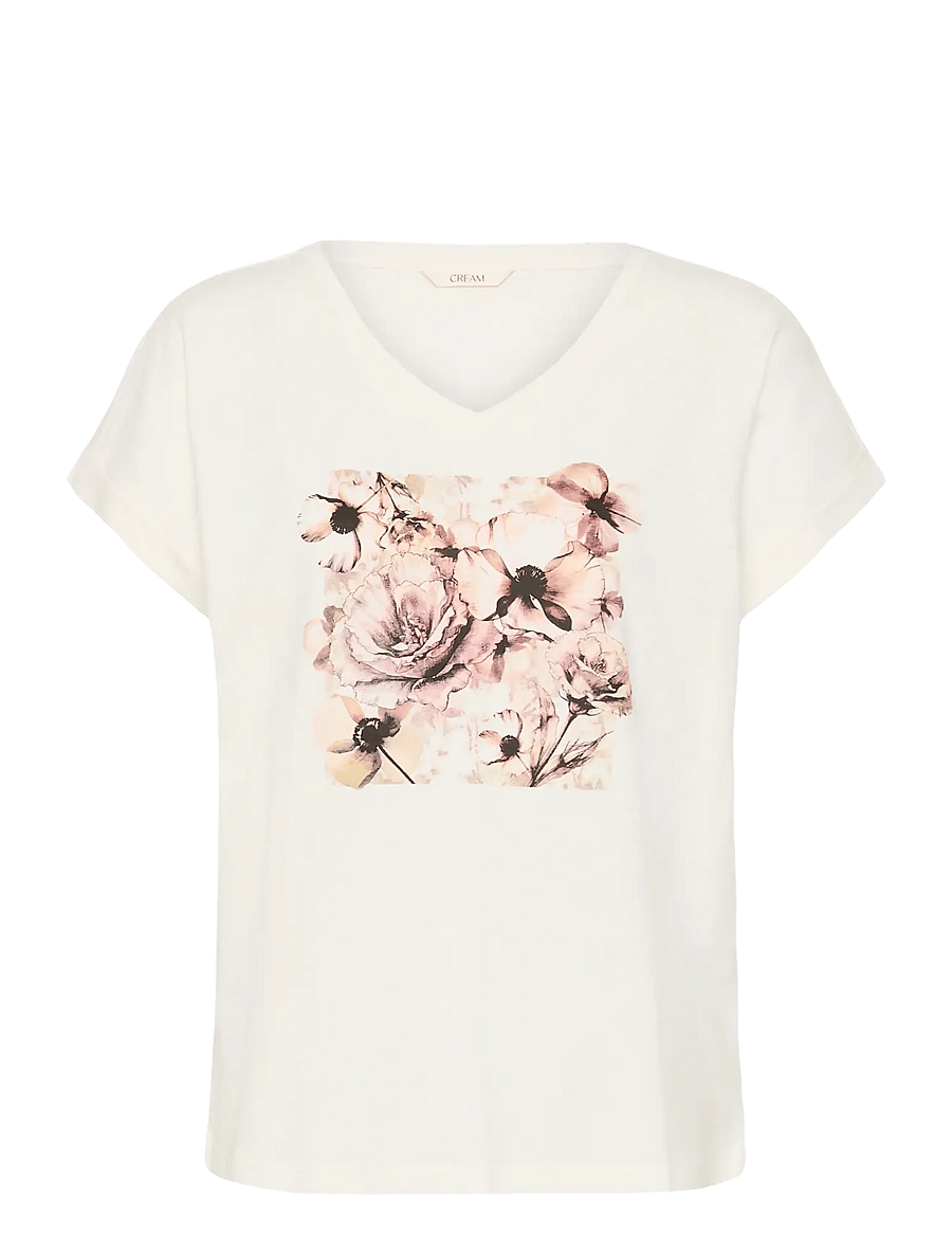 Cream - CRYing T-Shirt - t-shirts - beige flower collage - 1