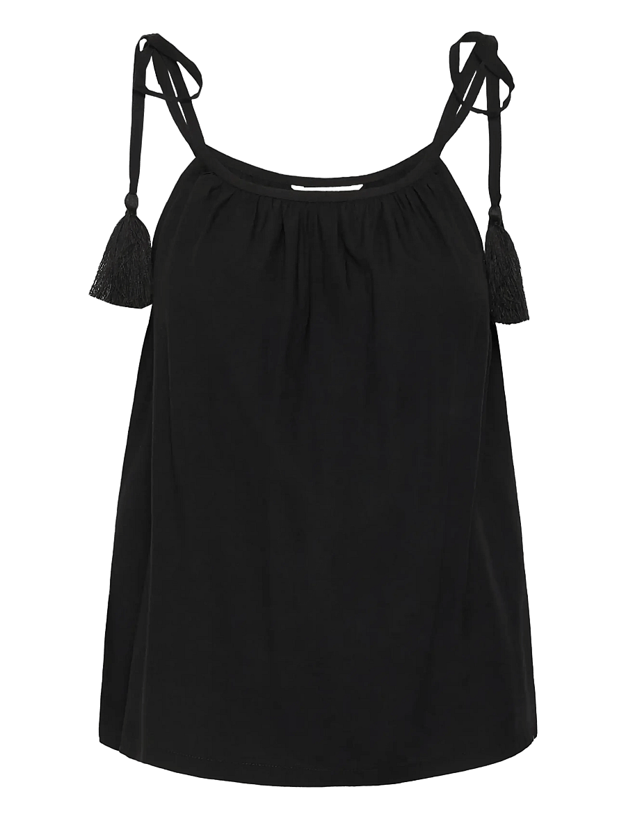 Cream - CRTiah Strap Top - sleeveless tops - pitch black - 1