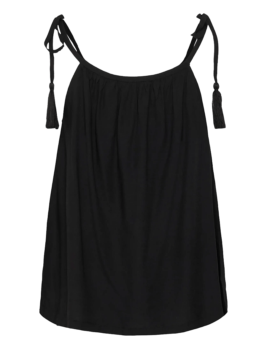 Cream - CRTiah Strap Top - sleeveless tops - pitch black - 2