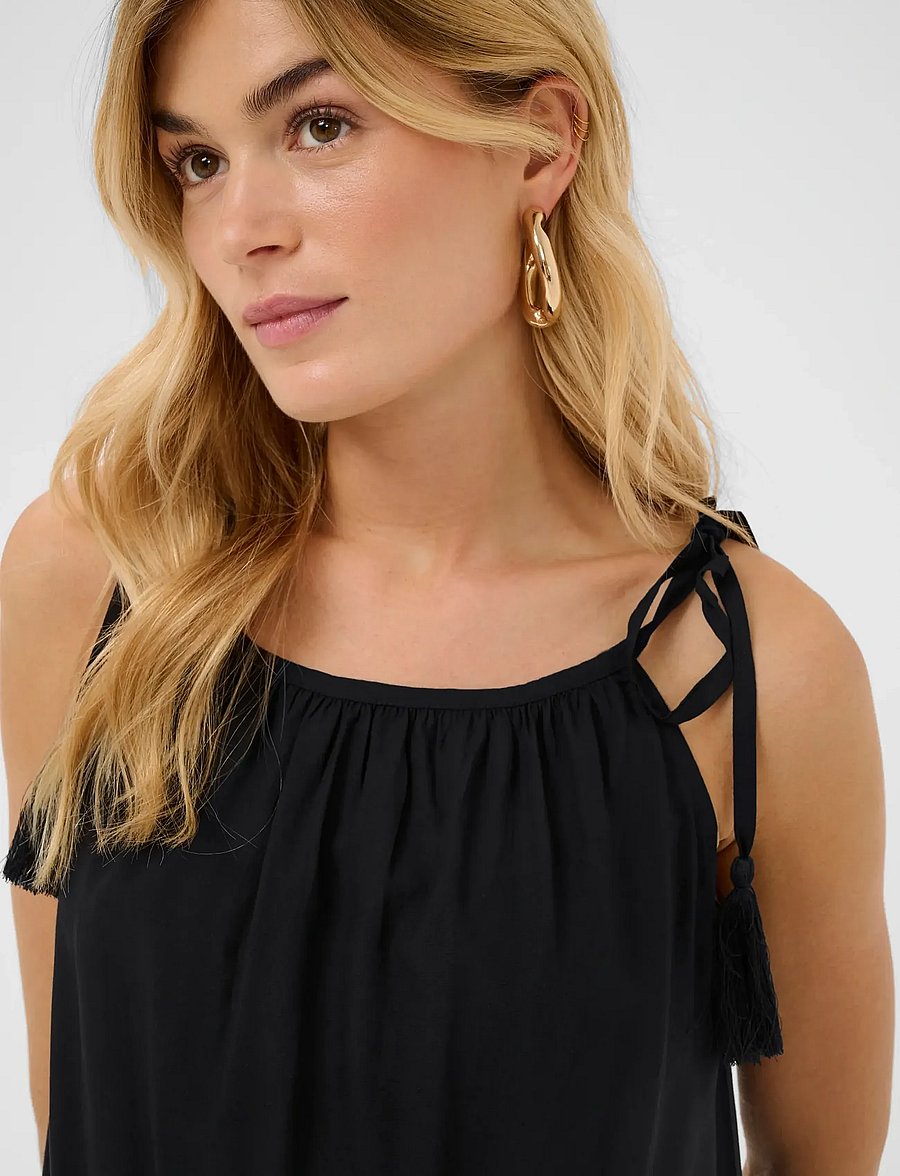 Cream - CRTiah Strap Top - sleeveless tops - pitch black - 0