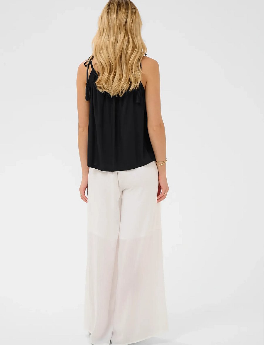Cream - CRTiah Strap Top - sleeveless tops - pitch black - 3