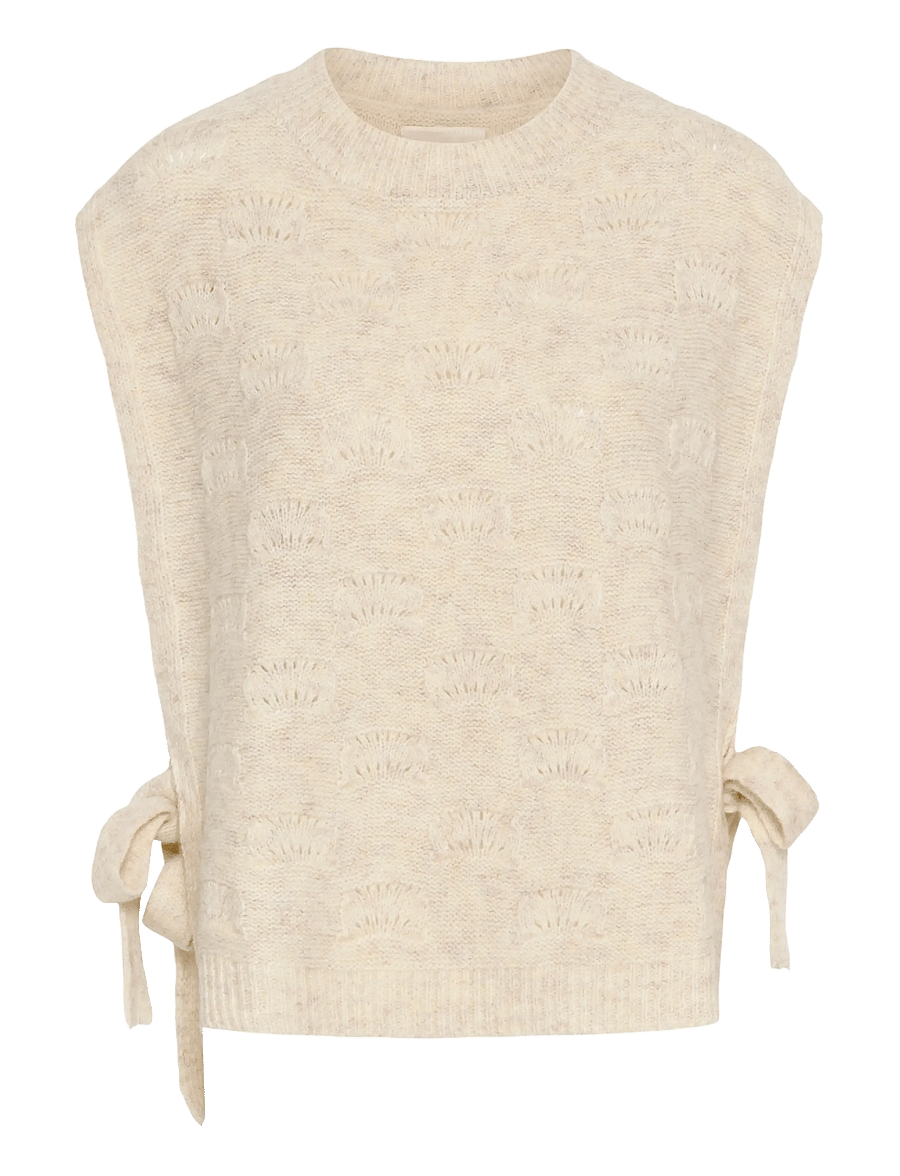 Cream - CRHaggie Knit Slipover - kootud vestid - bleached sand melange - 0