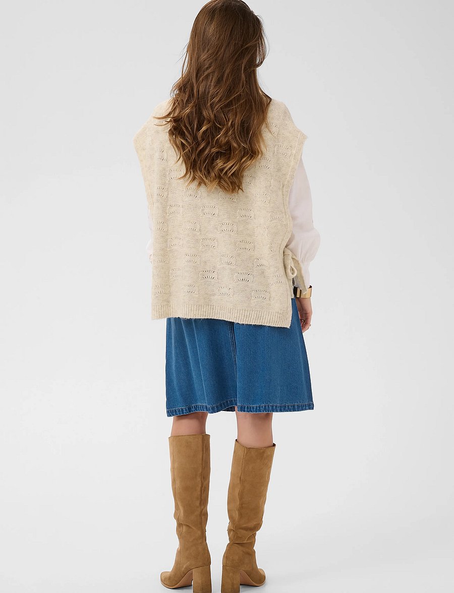 Cream - CRHaggie Knit Slipover - kootud vestid - bleached sand melange - 4