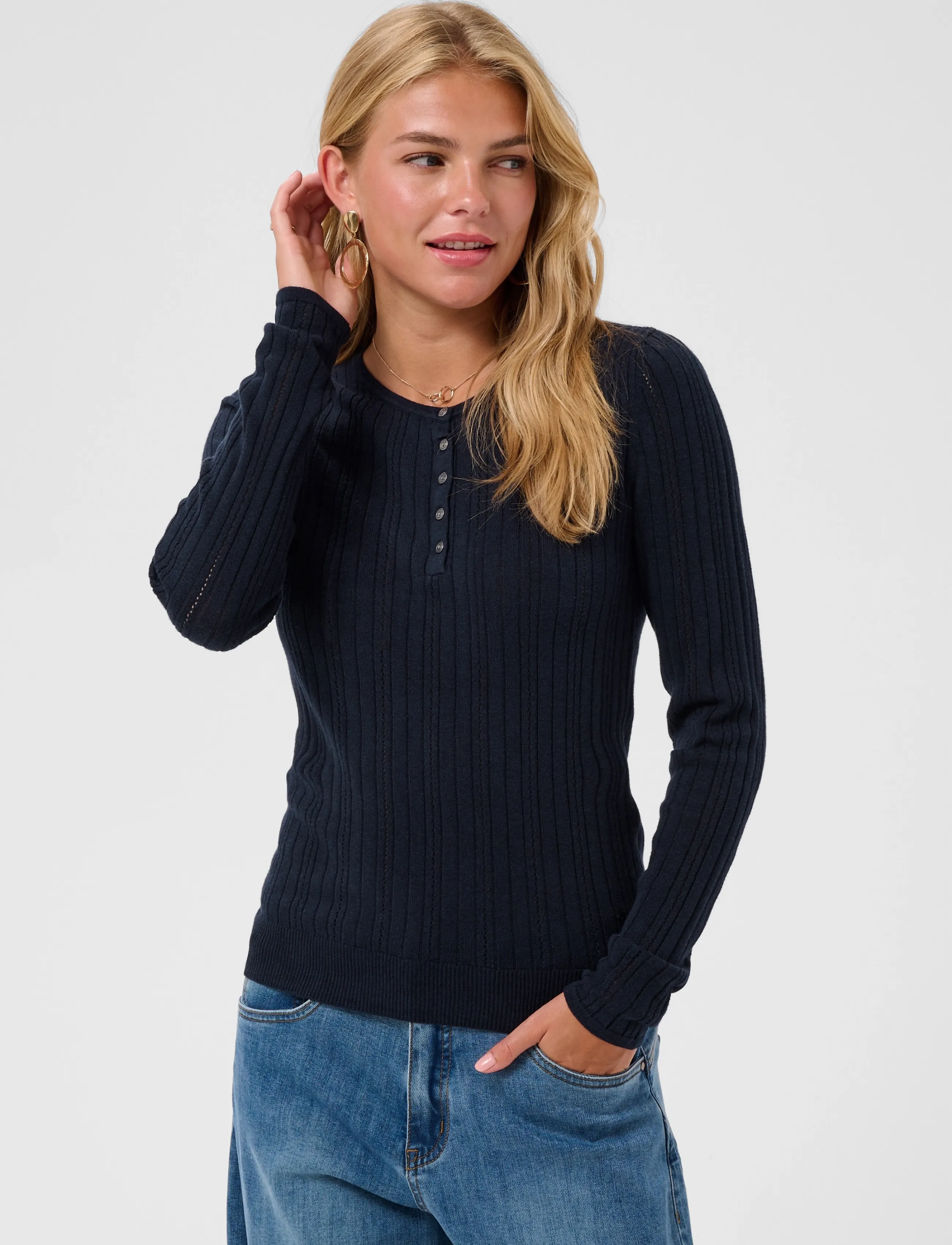 Cream - CRPeloa Knit Blouse - sky captain - 2