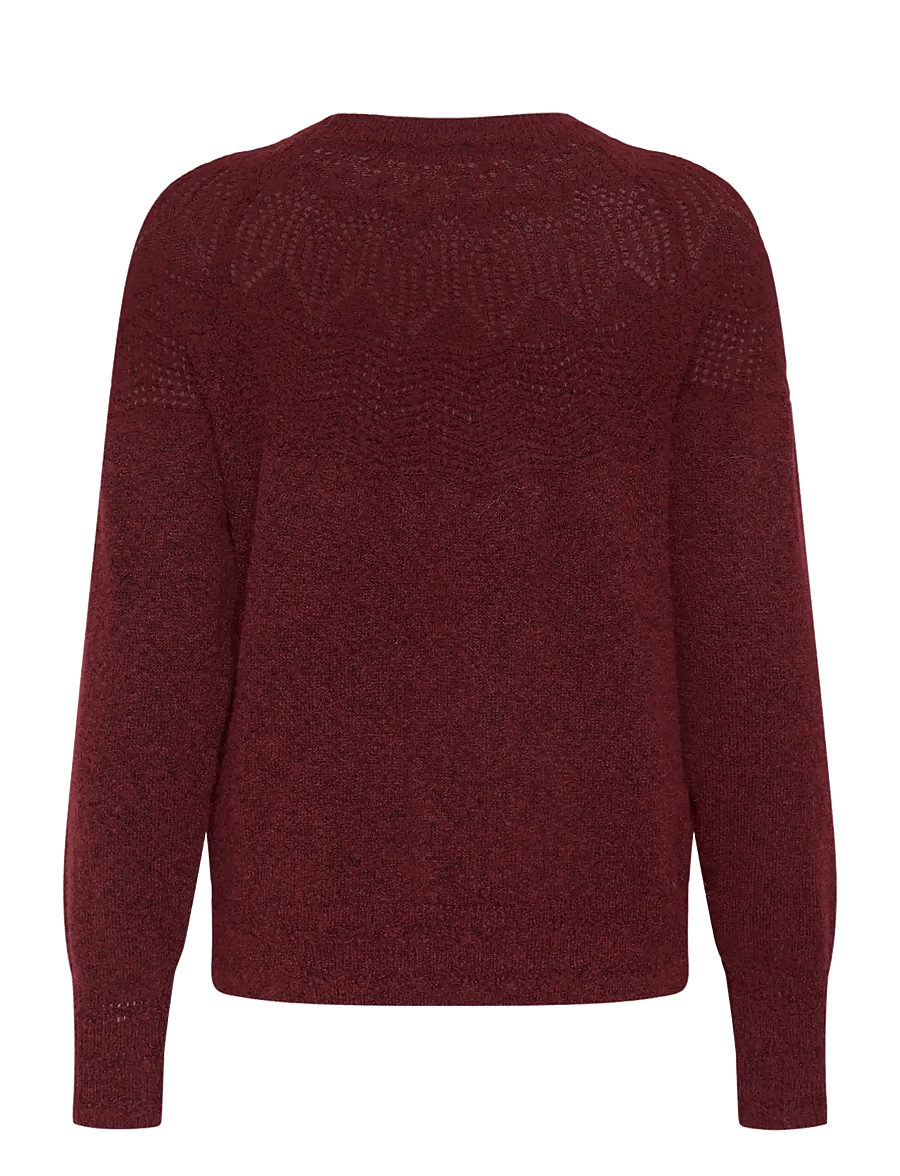 Cream - CRJunah Pointelle Pullover - stickade tröjor - cabernet - 1