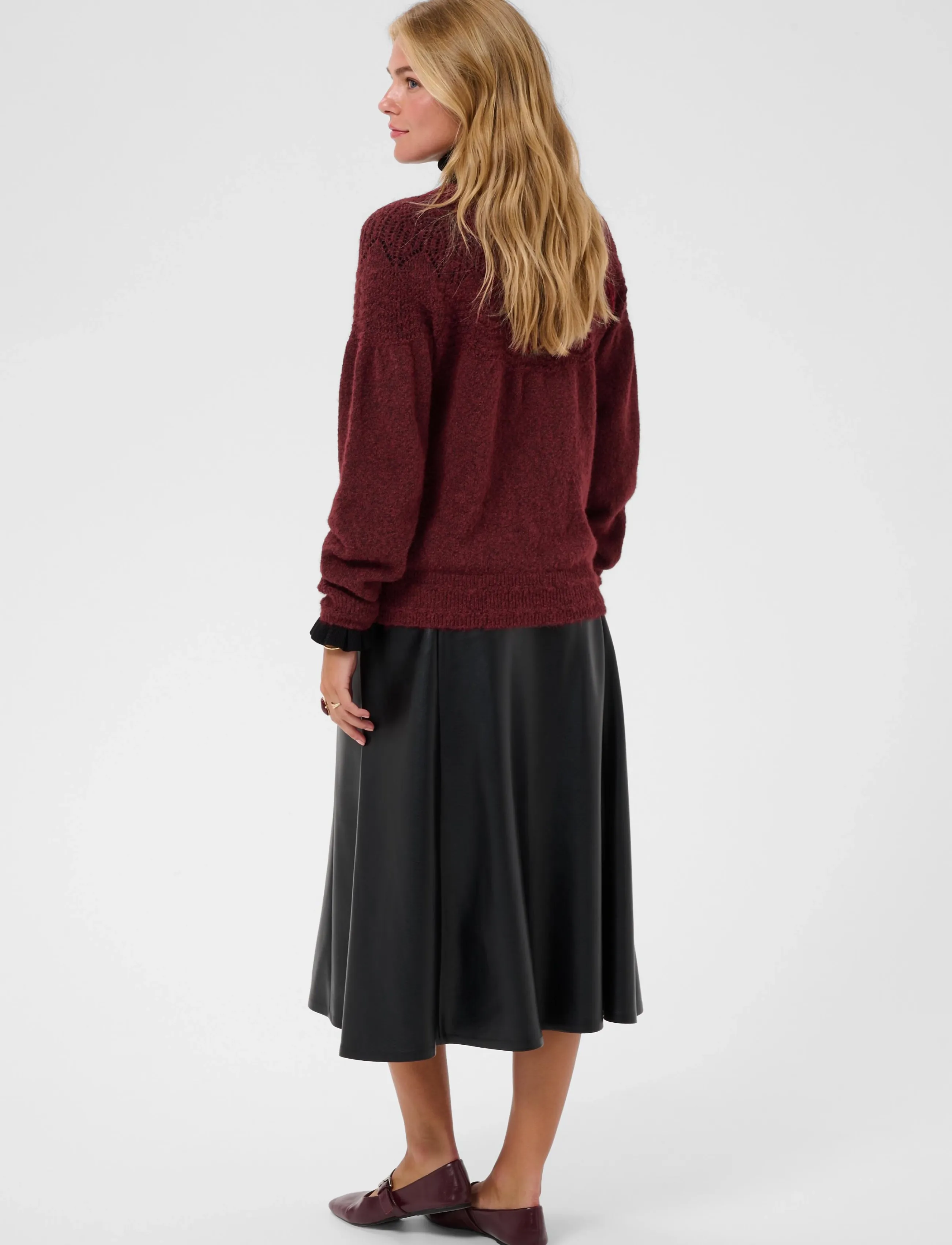 Cream - CRJunah Pointelle Pullover - stickade tröjor - cabernet - 4