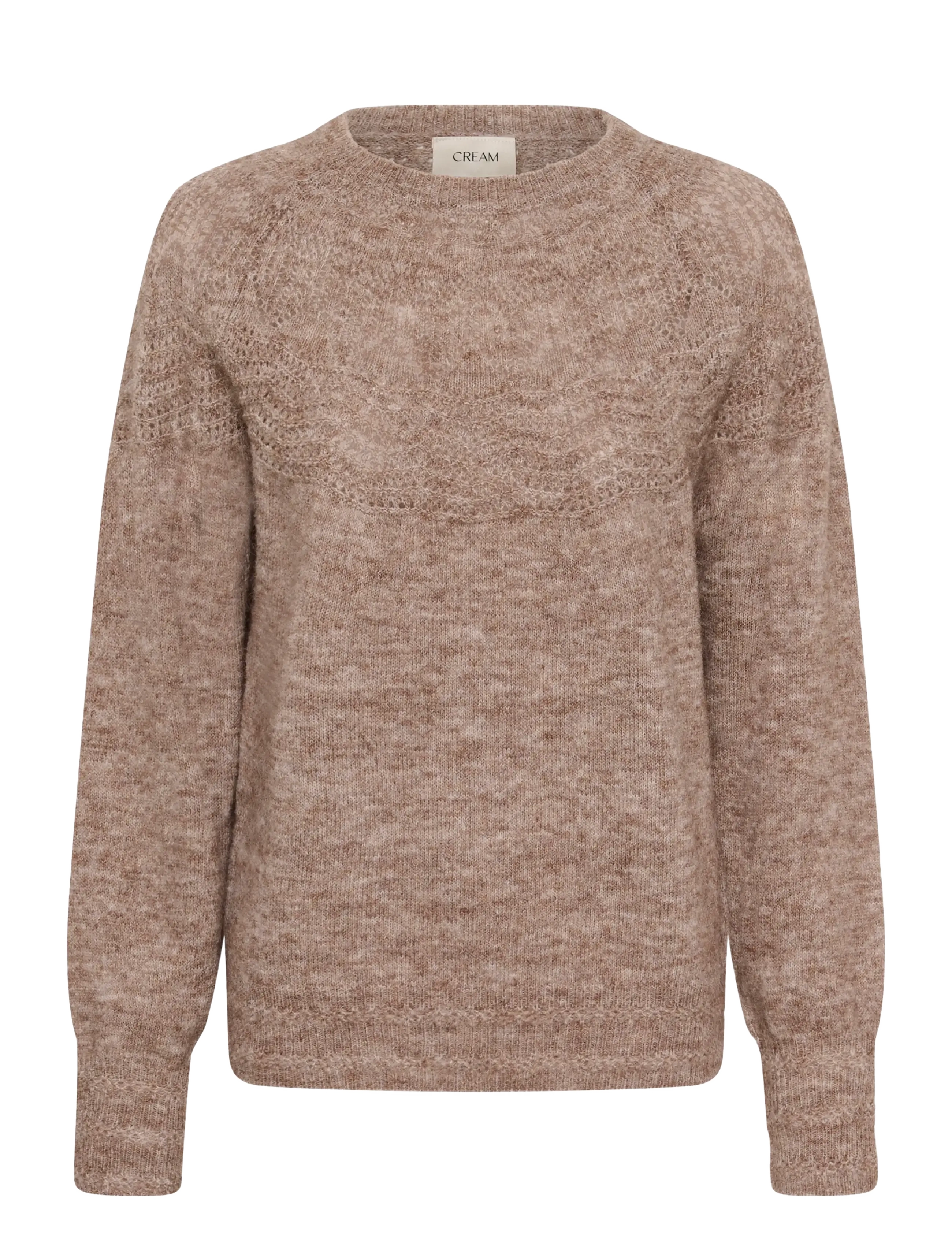 Cream CRJunah Pointelle Pullover - Kontoririided - DARK OAT MELANGE / beige