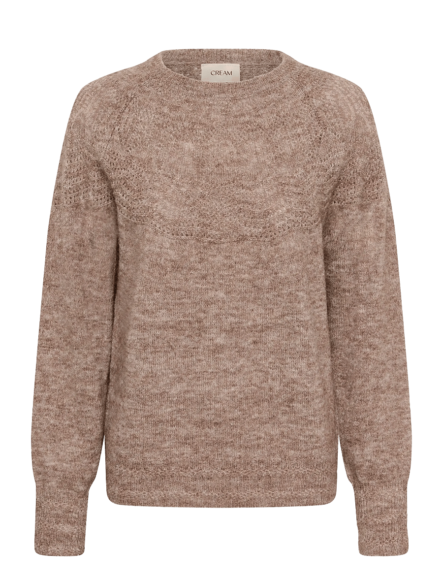 Cream - CRJunah Pointelle Pullover - dark oat melange - 0