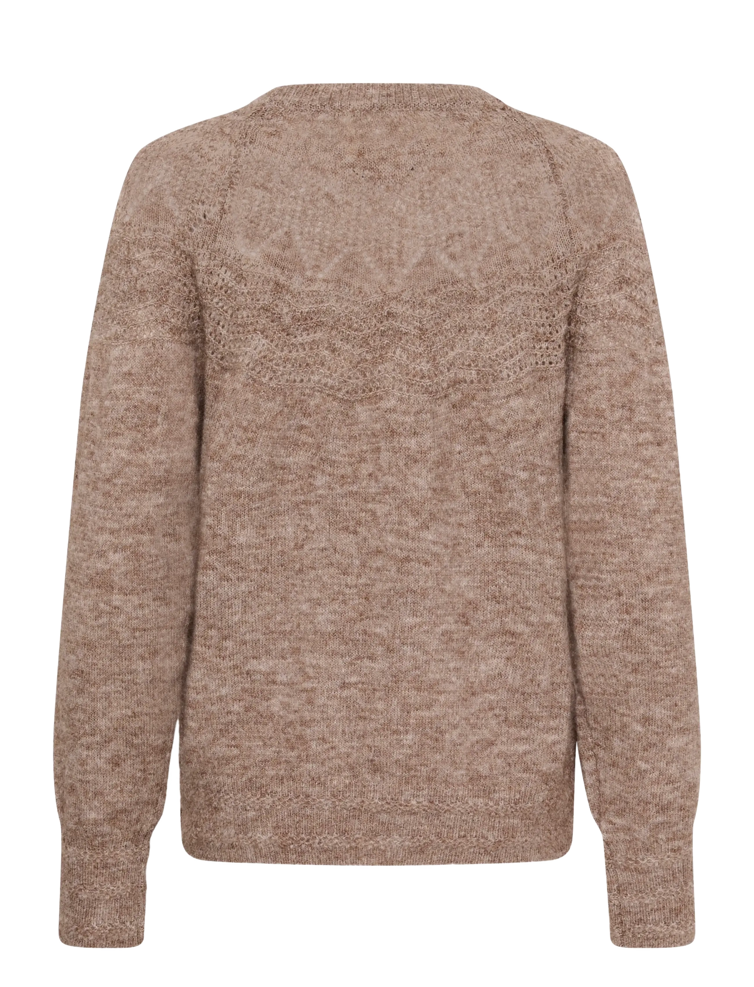 Cream - CRJunah Pointelle Pullover - dark oat melange - 1
