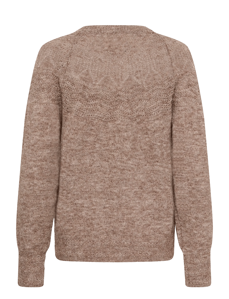 Cream - CRJunah Pointelle Pullover - dark oat melange - 1