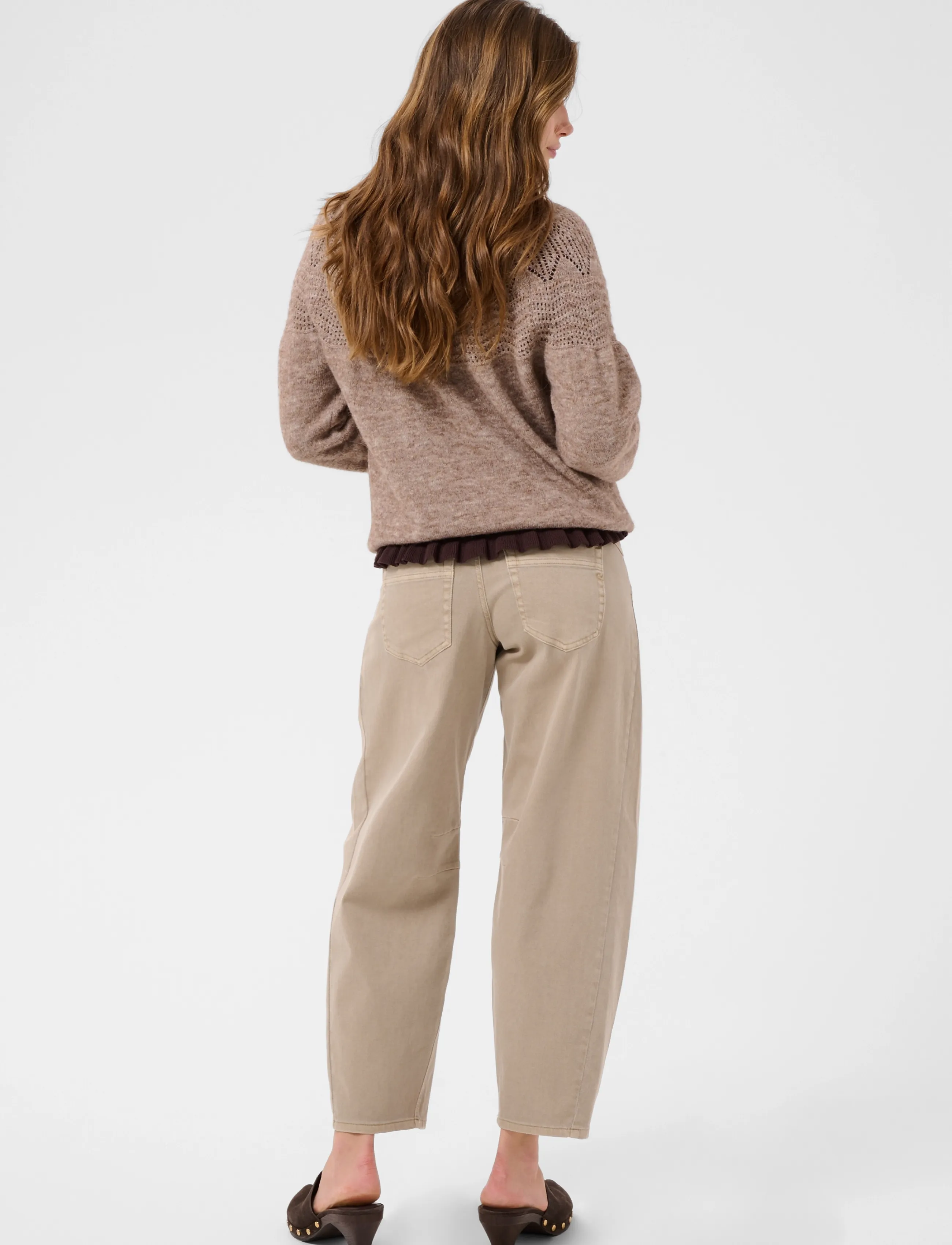 Cream - CRJunah Pointelle Pullover - dark oat melange - 4