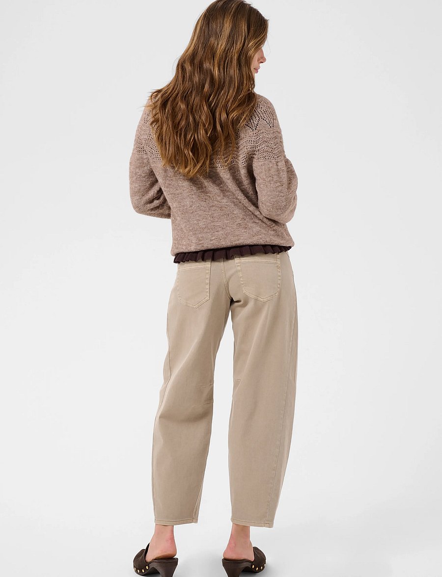 Cream - CRJunah Pointelle Pullover - dark oat melange - 4