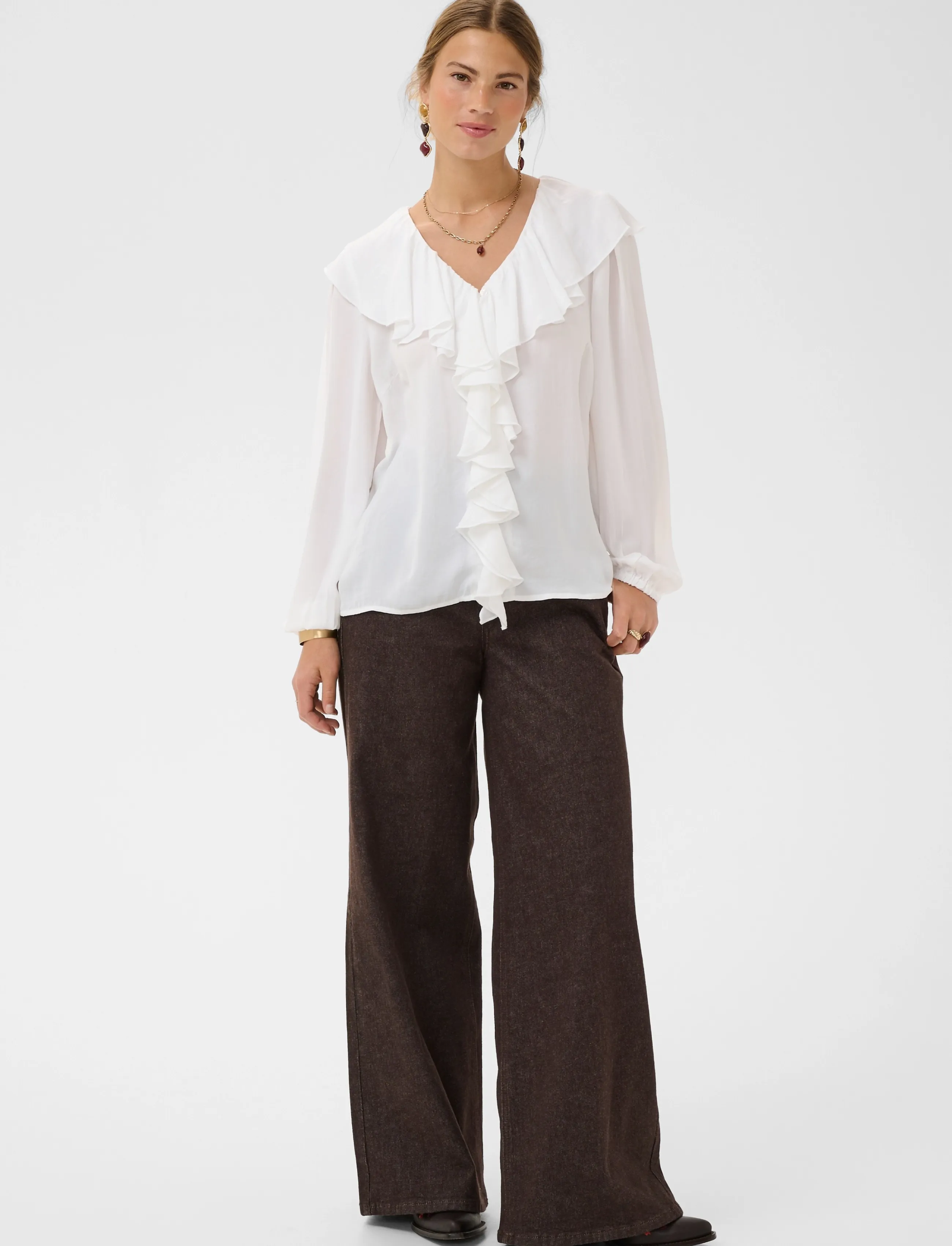 Cream - CRBeliv Blouse - langärmelige blusen - snow white - 3