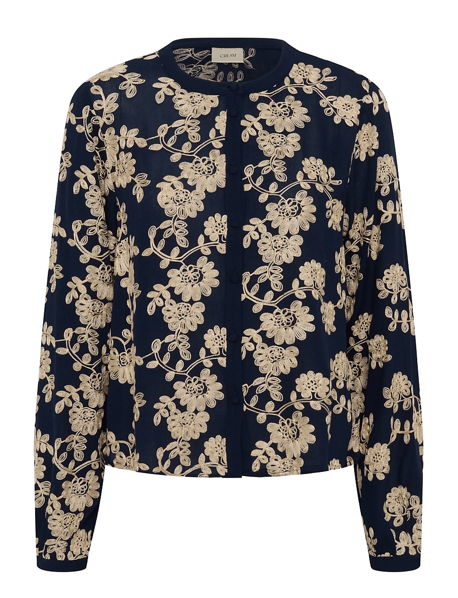 Cream - CRRuby Blouse - langärmelige blusen - navy w oatmeal flower - 0