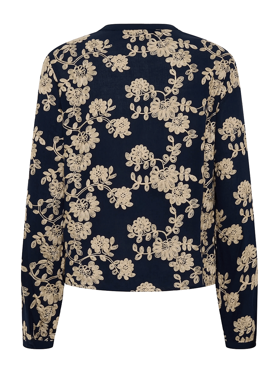 Cream - CRRuby Blouse - langärmelige blusen - navy w oatmeal flower - 1