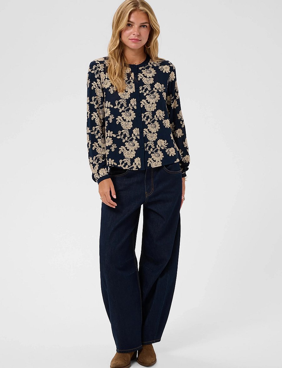 Cream - CRRuby Blouse - langärmelige blusen - navy w oatmeal flower - 3