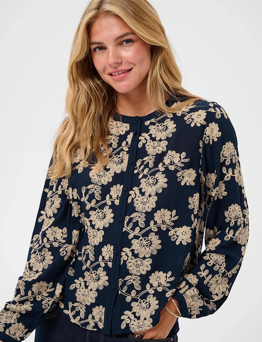 Cream - CRRuby Blouse - langärmelige blusen - navy w oatmeal flower - 5