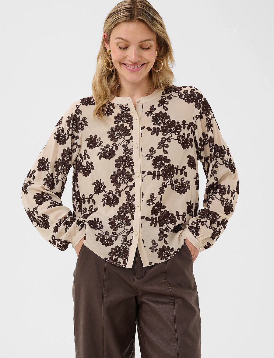 Cream - CRRuby Blouse - langärmelige blusen - oatmeal w java flowers - 2