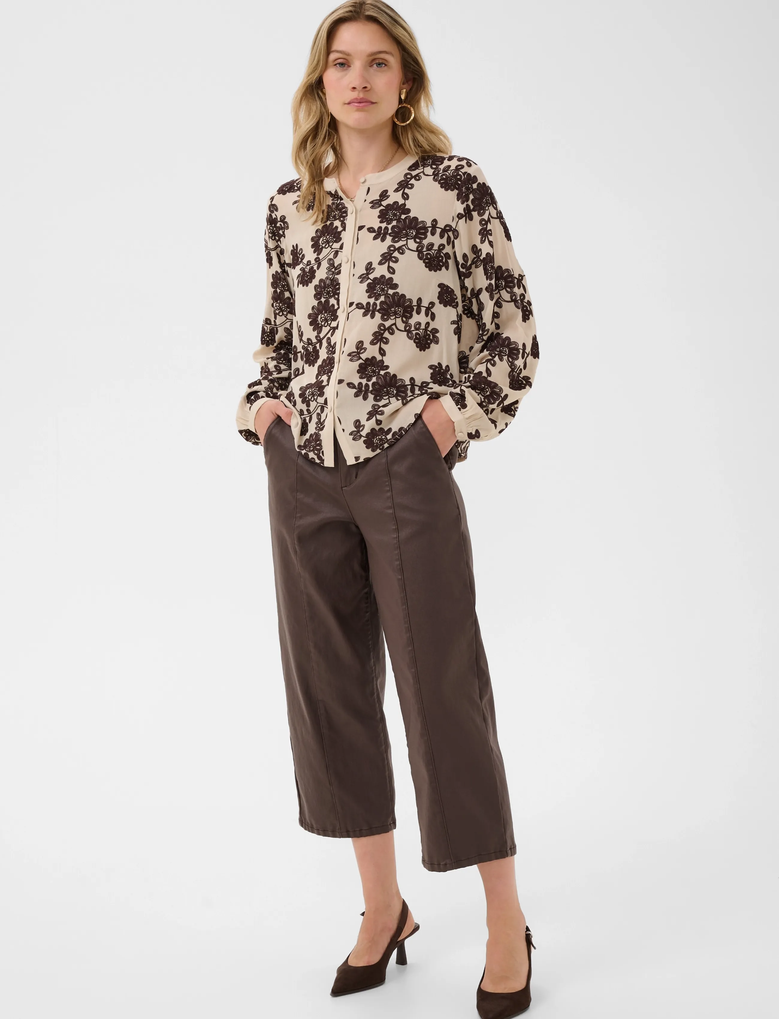 Cream - CRRuby Blouse - langärmelige blusen - oatmeal w java flowers - 3