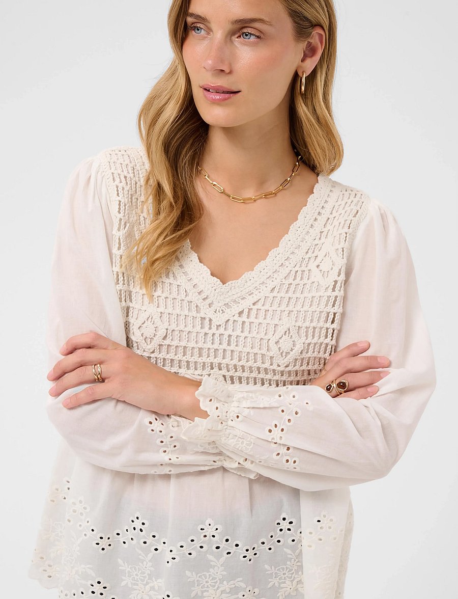 Cream - CRSerin Blouse - langärmelige blusen - whisper white - 5