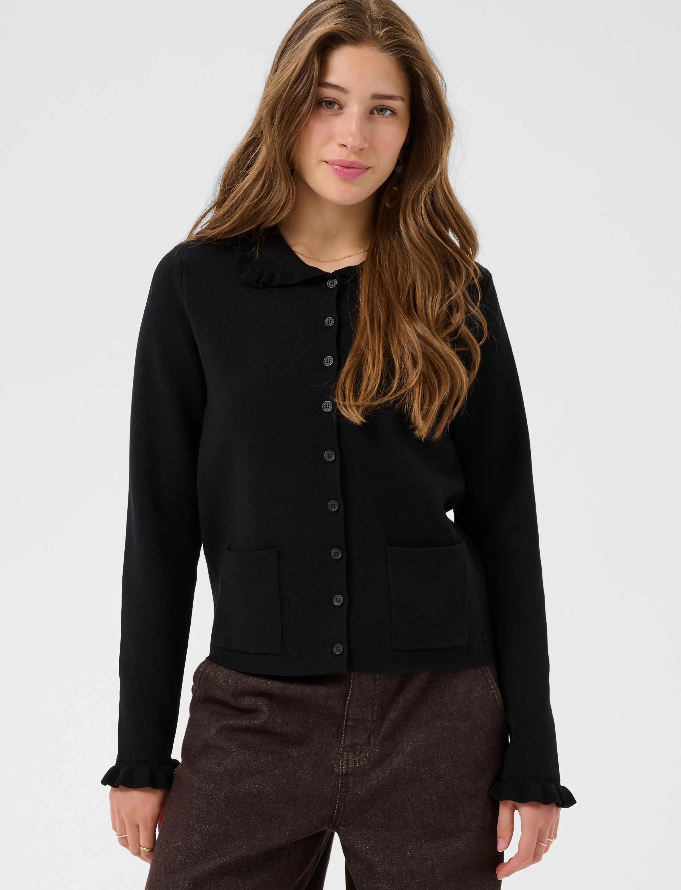 Cream - CRDela Knit Cardigan - koftor - pitch black - 2