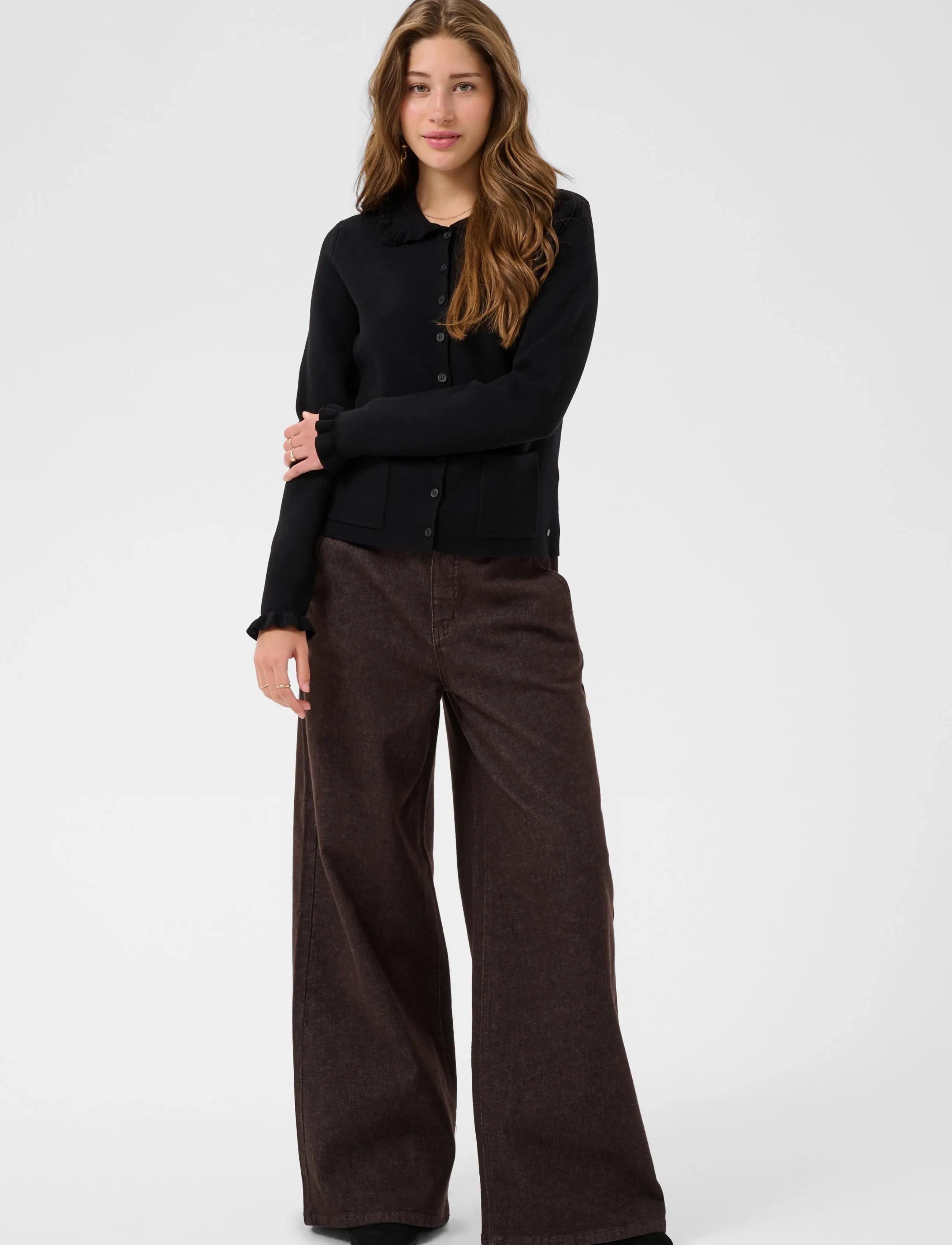Cream - CRDela Knit Cardigan - koftor - pitch black - 3
