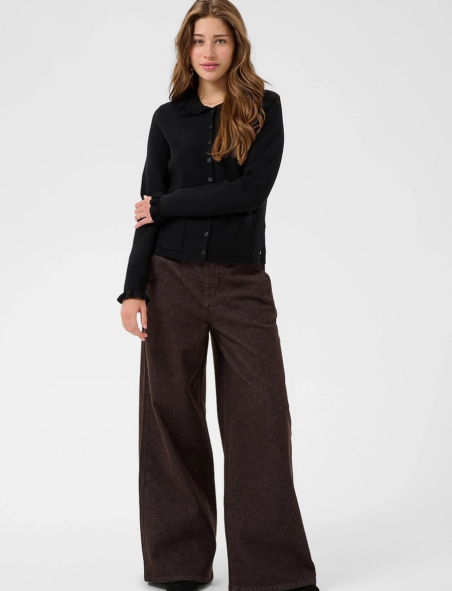 Cream - CRDela Knit Cardigan - koftor - pitch black - 3