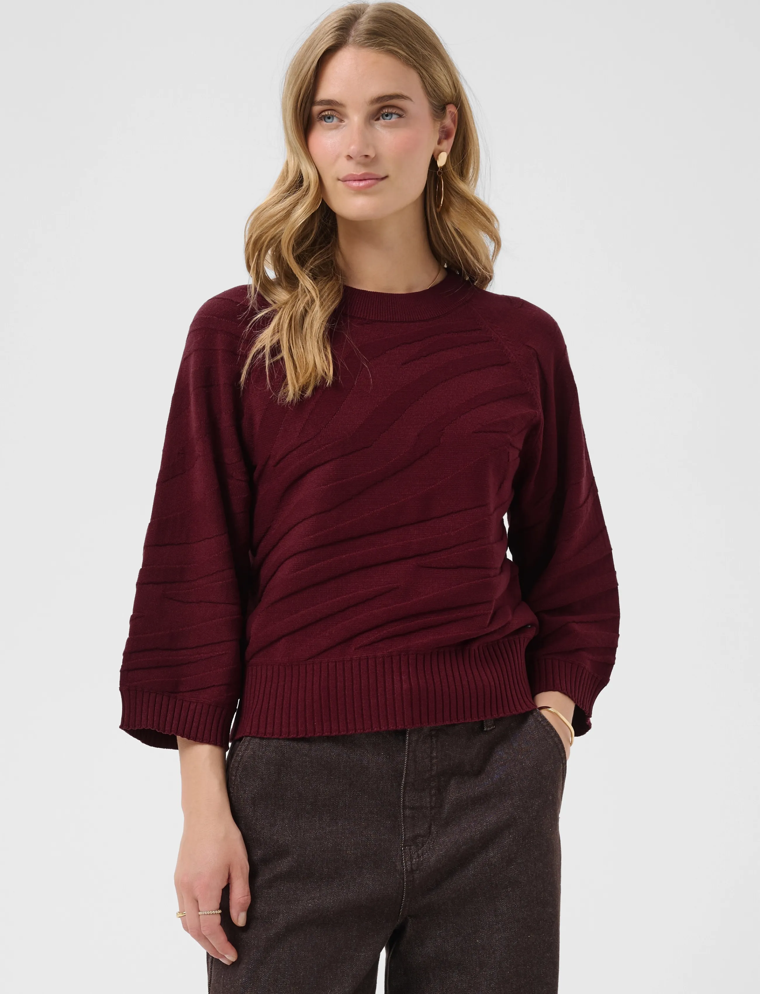 Cream - CRDela Knit Pullover - stickade tröjor - cabernet - 2