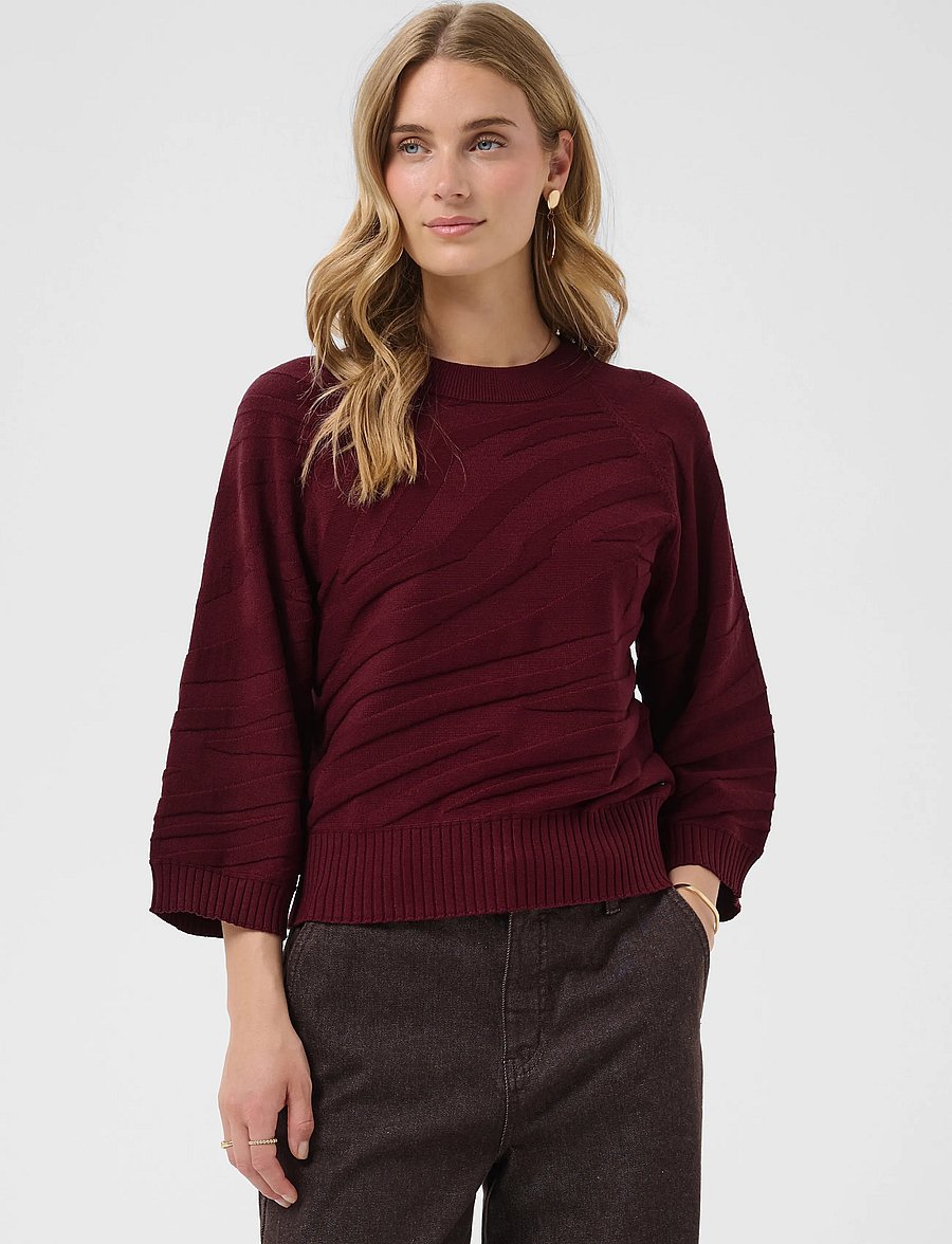 Cream - CRDela Knit Pullover - stickade tröjor - cabernet - 2