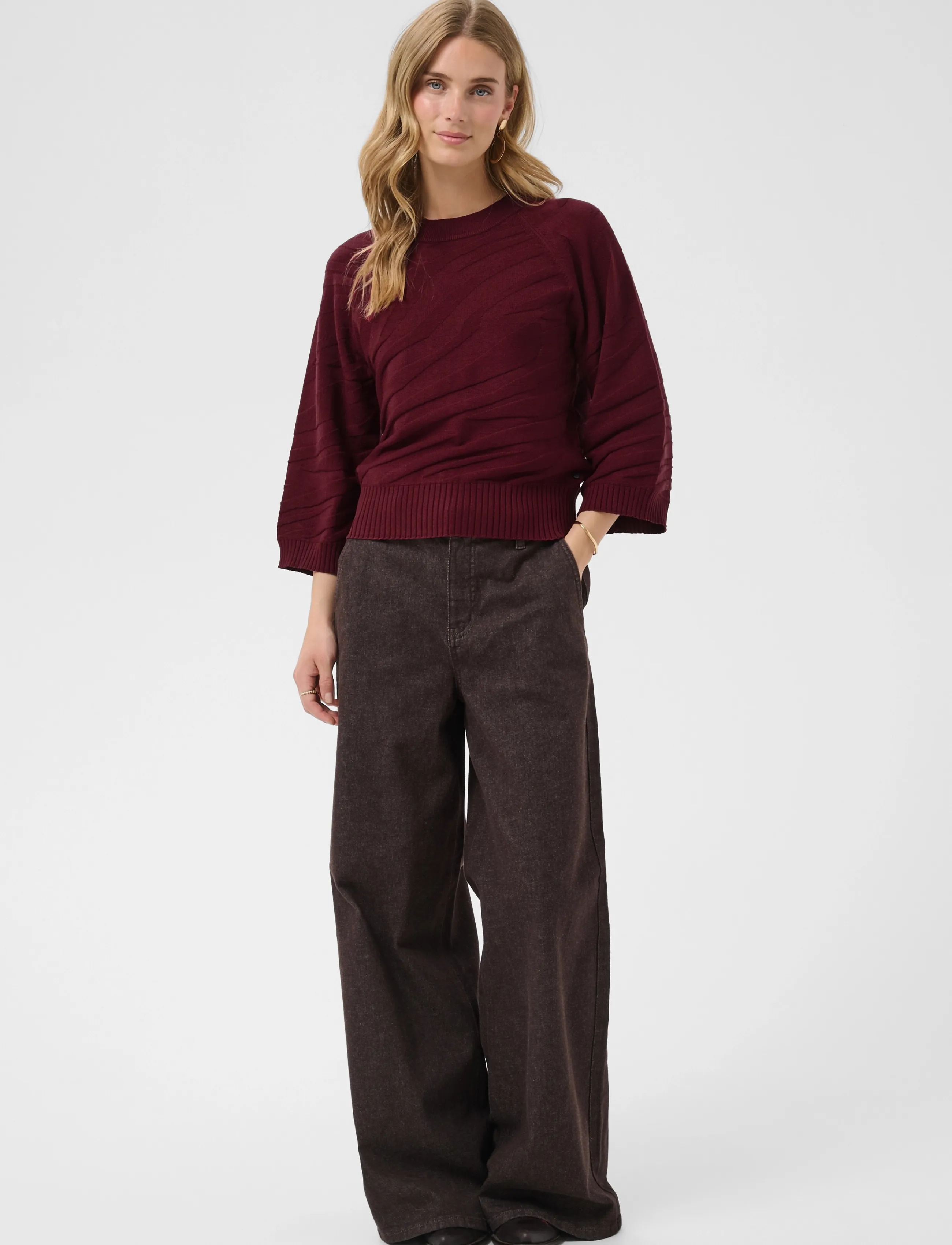 Cream - CRDela Knit Pullover - stickade tröjor - cabernet - 3