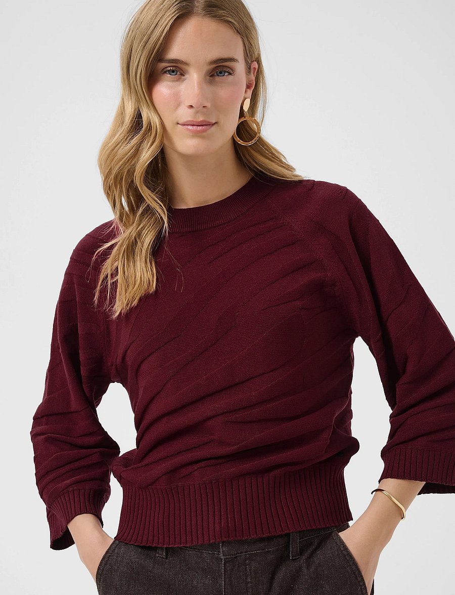 Cream - CRDela Knit Pullover - stickade tröjor - cabernet - 5