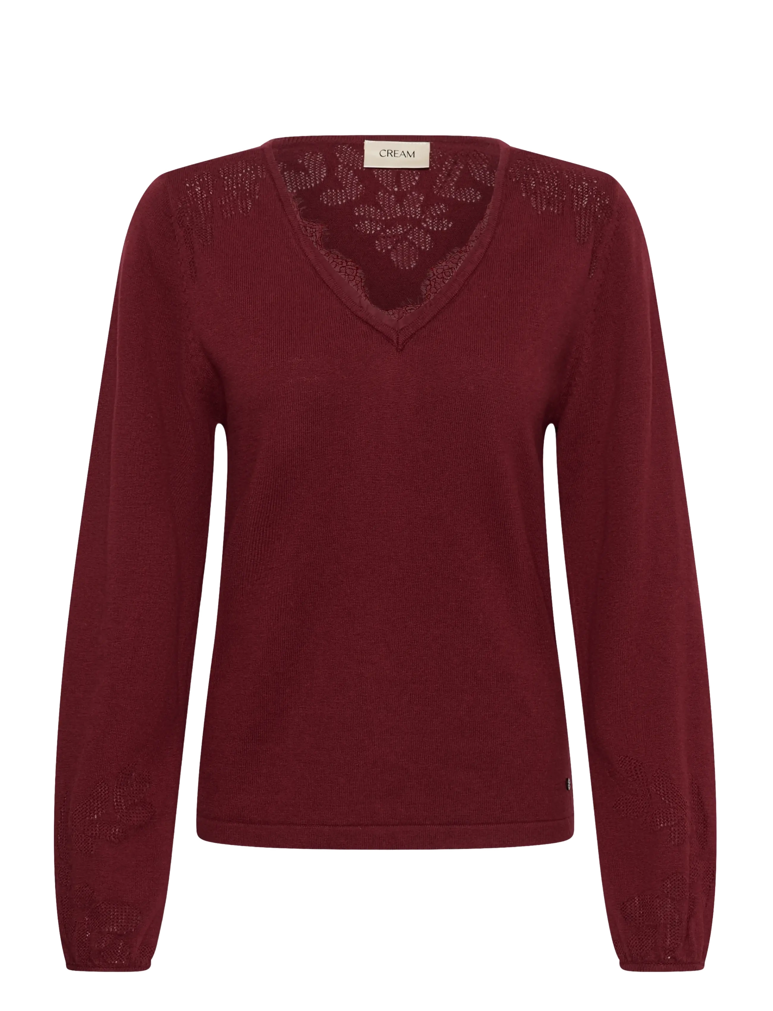 Cream CRAnva Knit Pullover - T-Shirts & Tops - CABERNET / burgundy