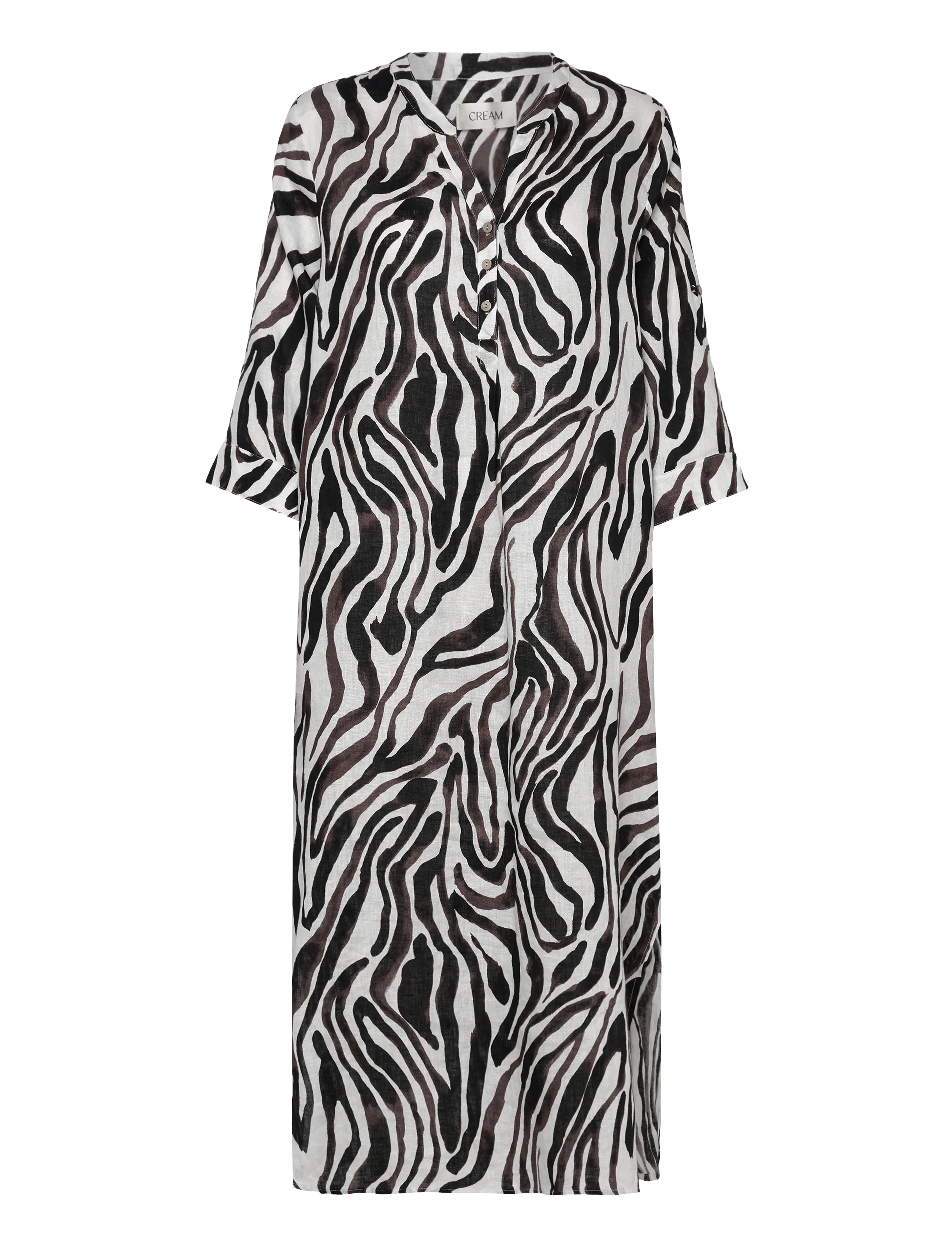 Cream CRBellis Caftan DRess - Riided - BLACK WHITE ANIMAL / cream