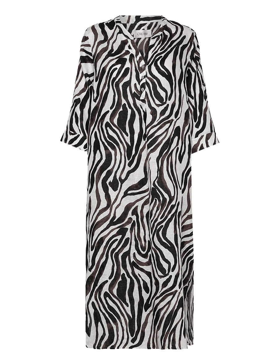 Cream - CRBellis Caftan DRess - maksikleidid - black white animal - 1