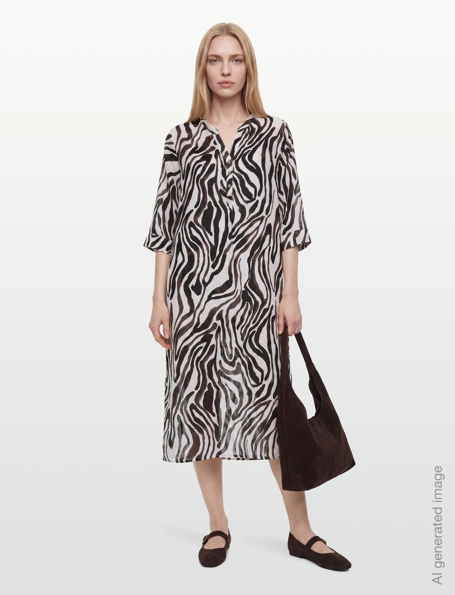 Cream - CRBellis Caftan DRess - maksikleidid - black white animal - 0