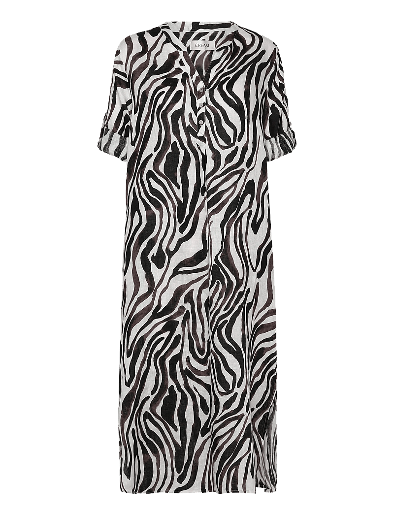 Cream - CRBellis Caftan DRess - maksikleidid - black white animal - 2