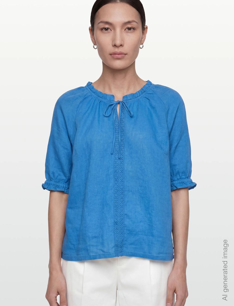 Cream - CRBellis Lace Blouse - lühikeste varrukatega pluusid - palace blue - 3