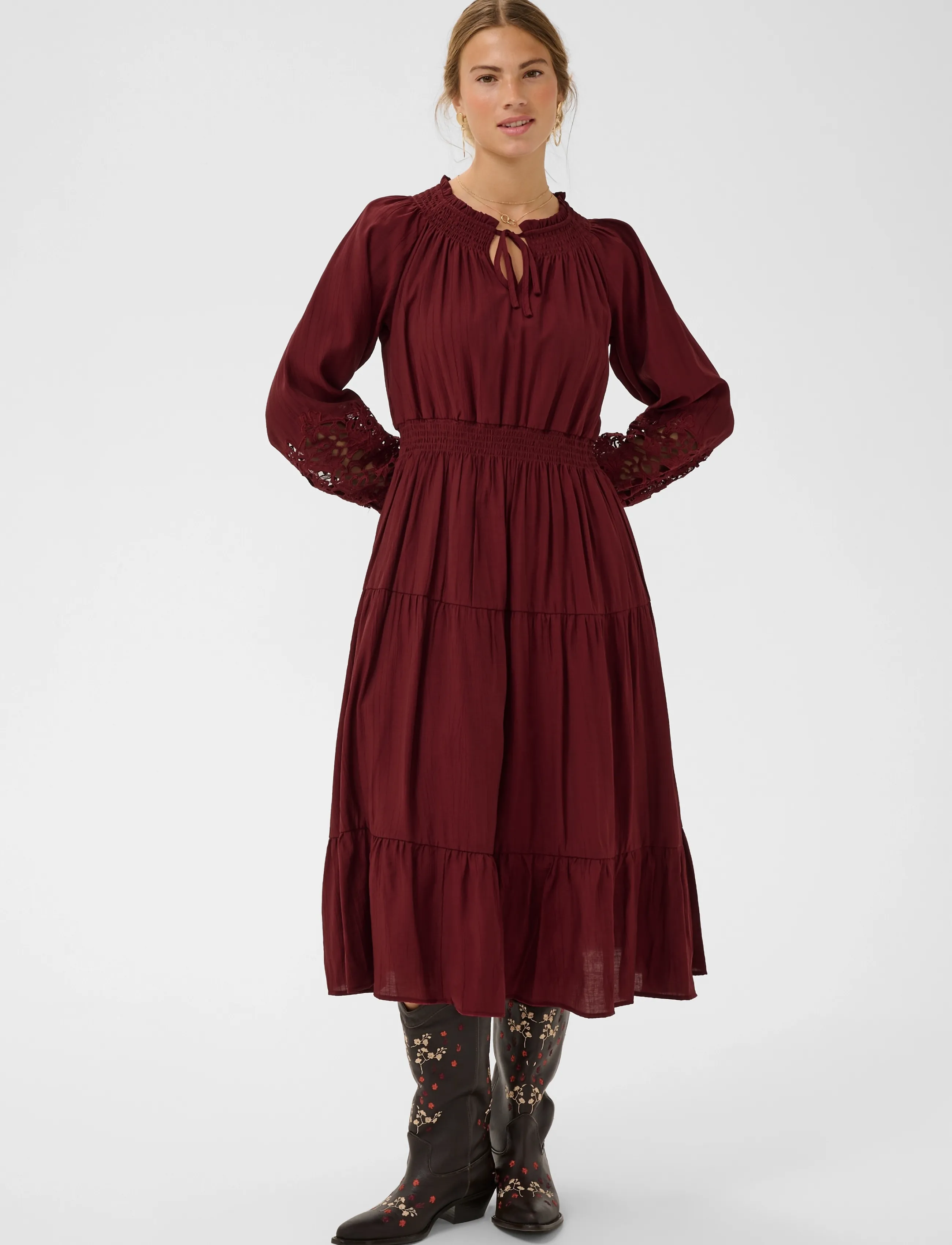 Cream - CRTina Dress - midi dresses - cabernet - 2