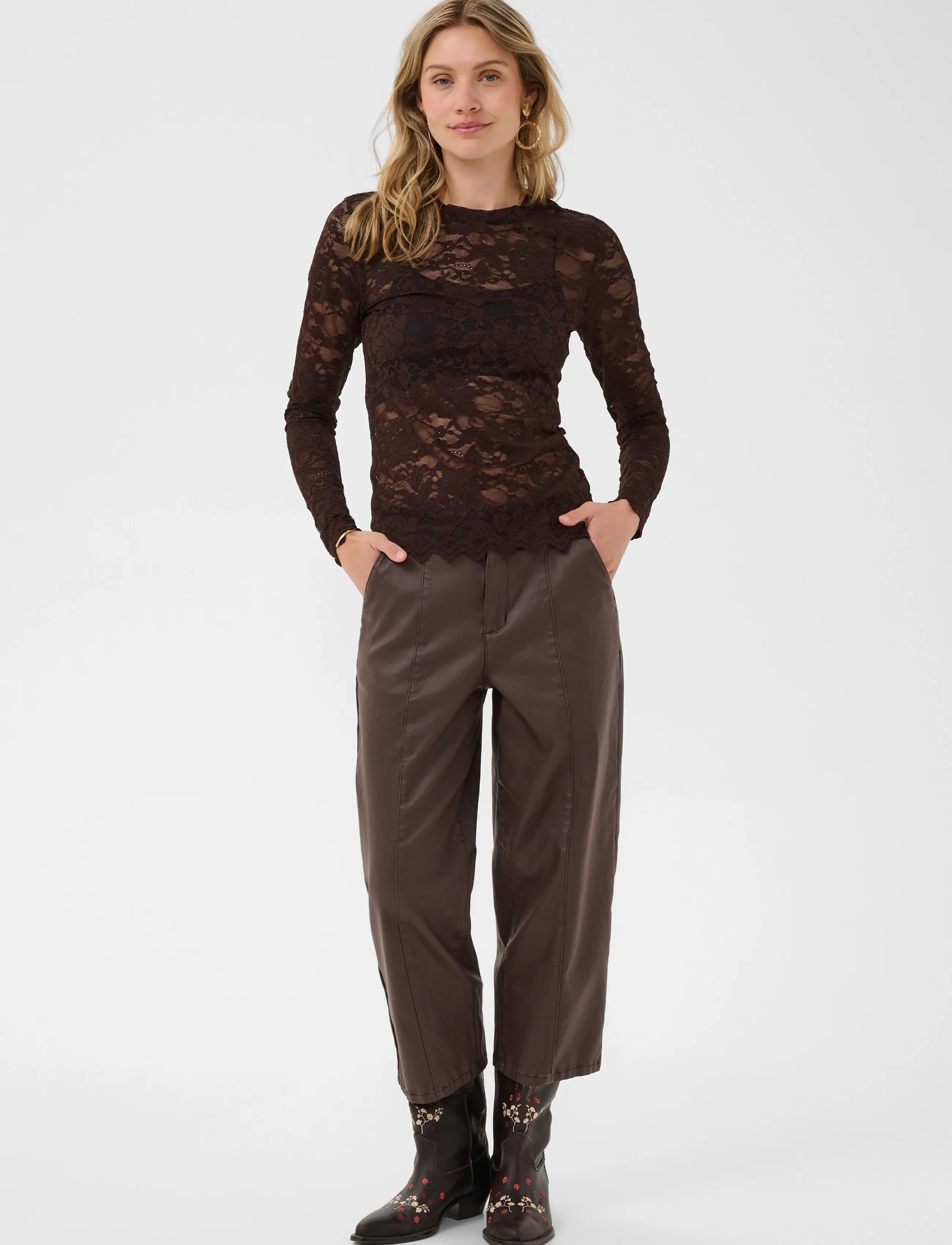 Cream - CRPitia Lace Blouse - langärmelige blusen - java - 3