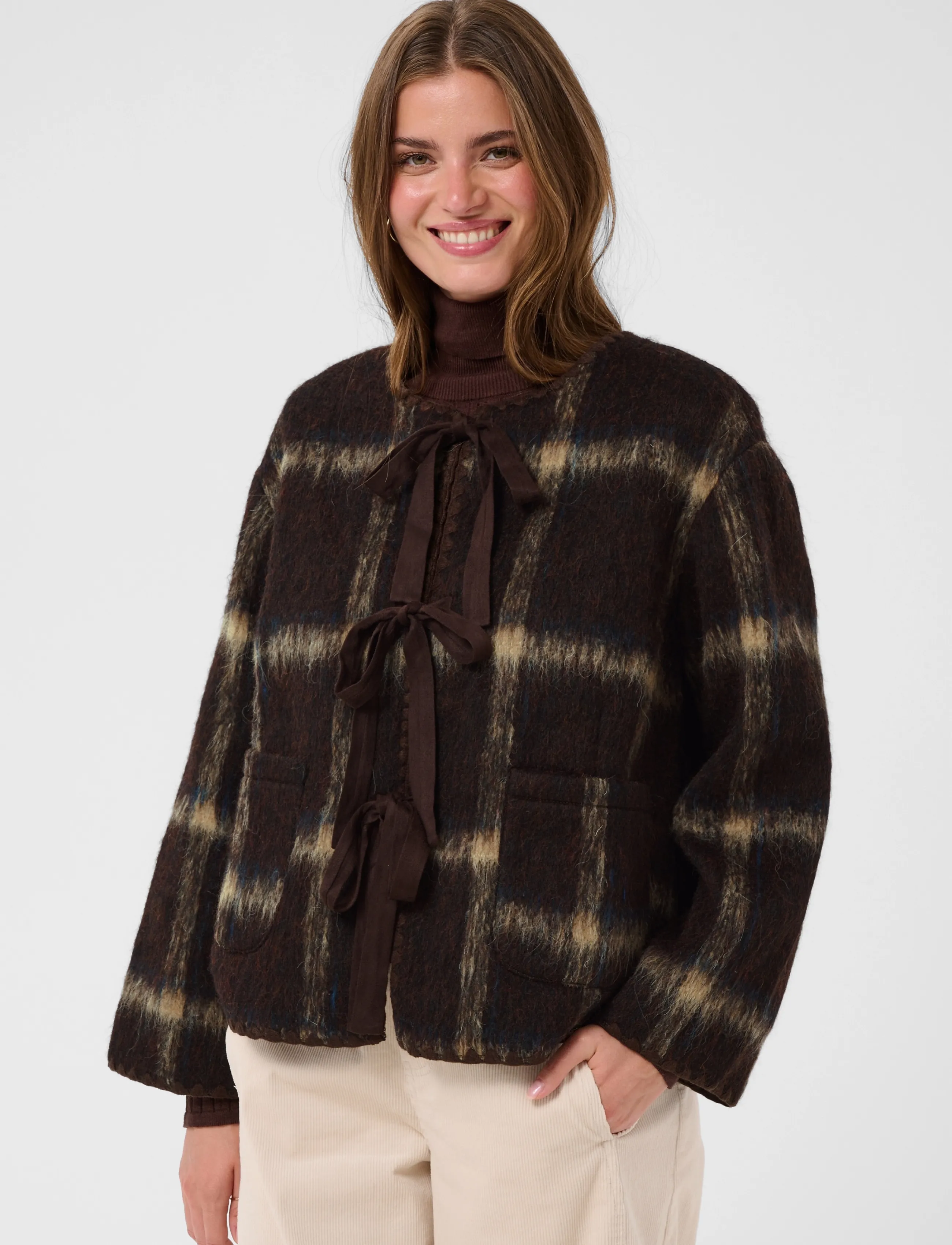 Cream - CRAnnica Jacket - wool jackets - java check - 2