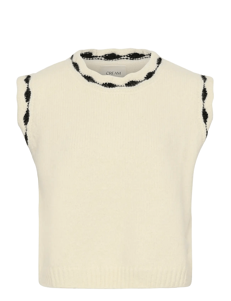 Cream - CRRosy Knit Slipover - stickade västar - whisper white - 0