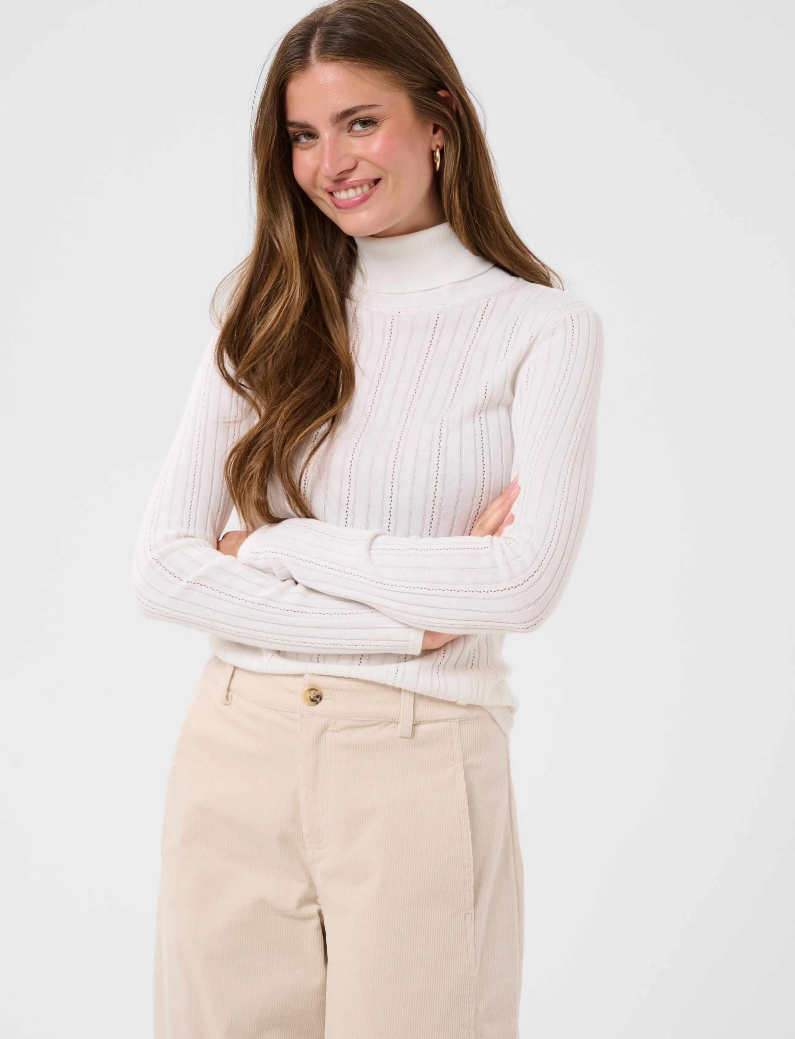 Cream - CRPeloa Knit Rollneck - polotröjor - whisper white - 2