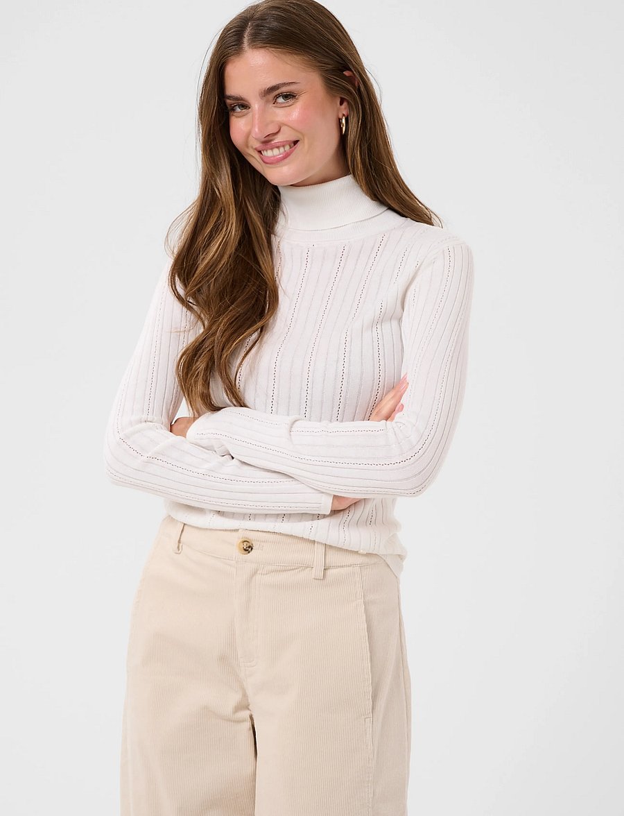 Cream - CRPeloa Knit Rollneck - polotröjor - whisper white - 2