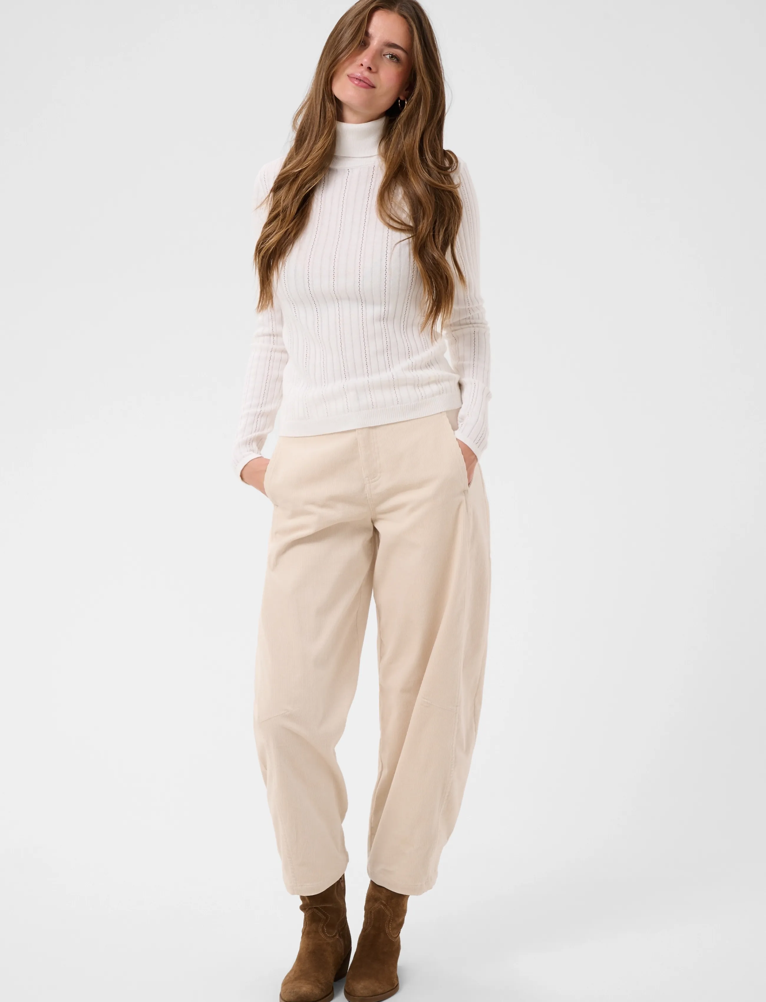 Cream - CRPeloa Knit Rollneck - polotröjor - whisper white - 3