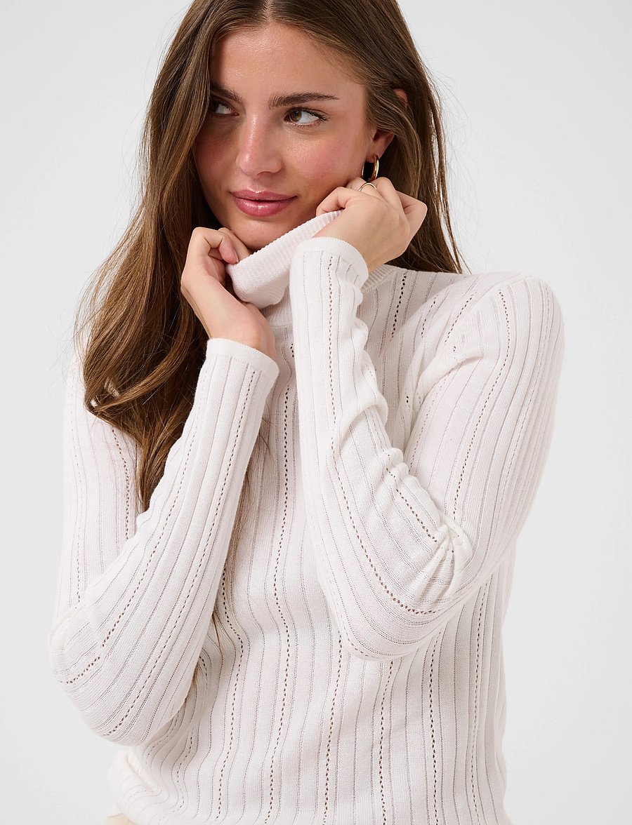 Cream - CRPeloa Knit Rollneck - polotröjor - whisper white - 5