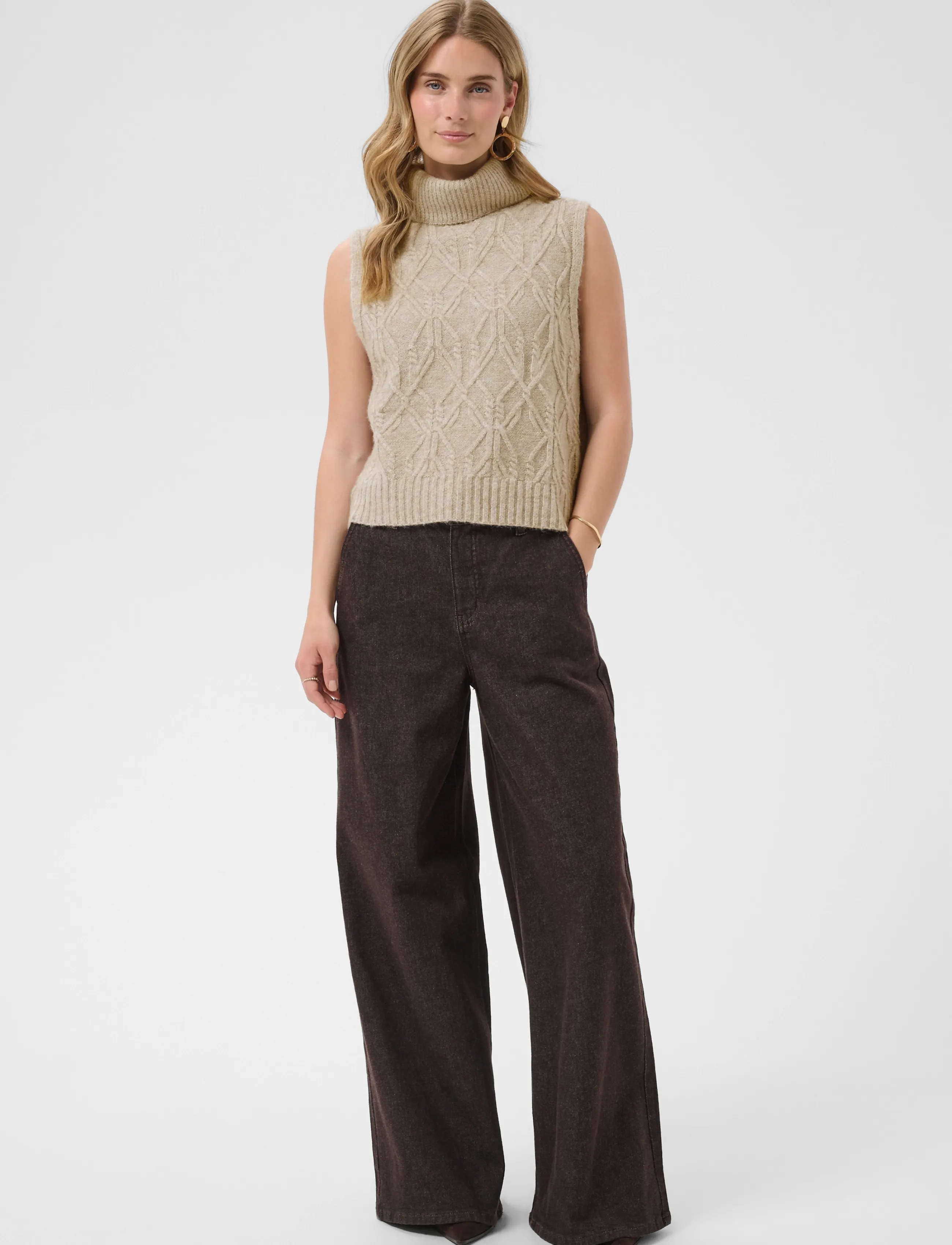 Cream - CRElsie Knit Slipover - strickwesten - light brown lentil melange - 3