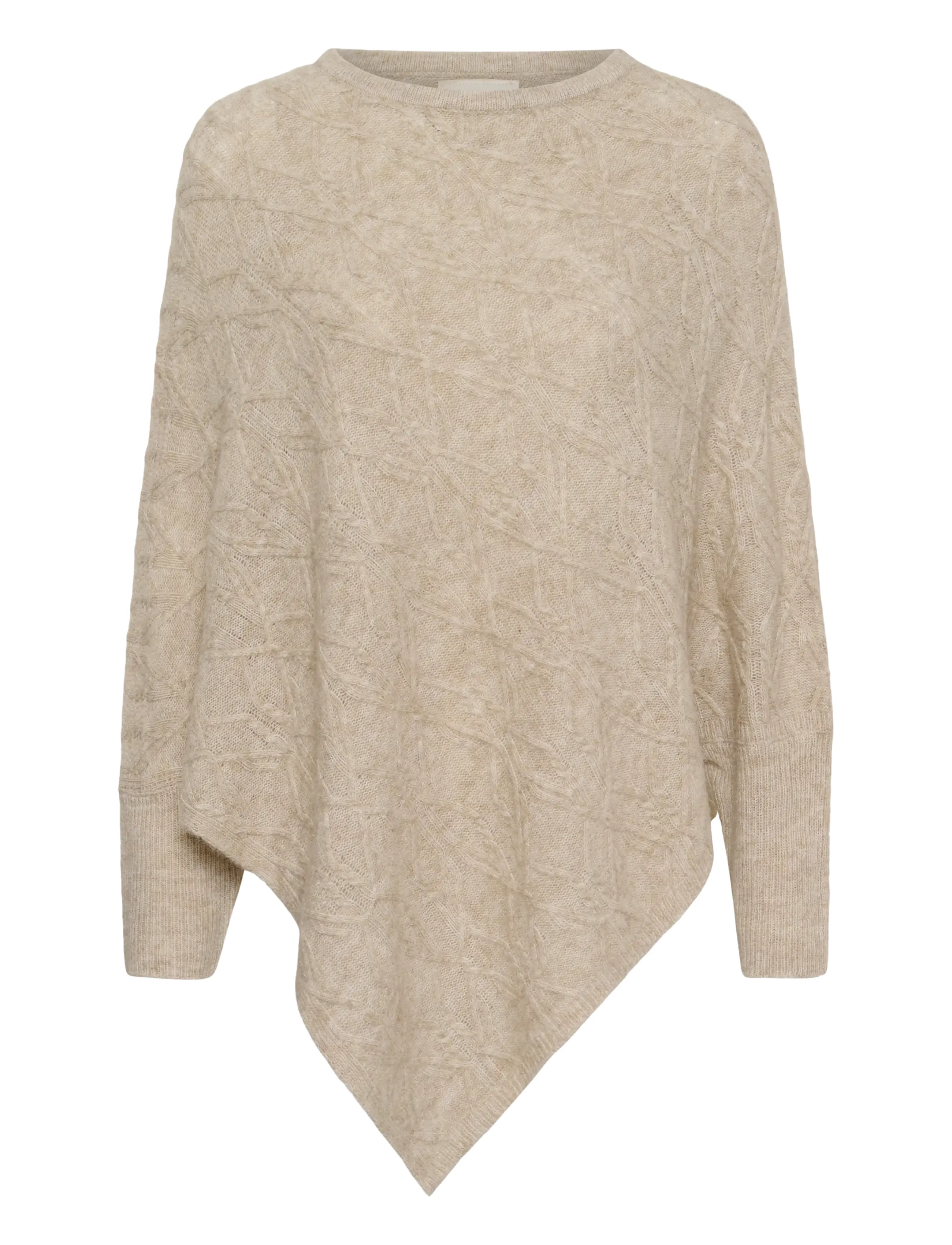 Cream Crelsie Knit Poncho, One Size, Knitwear, Beige - Ponchos, Frauen